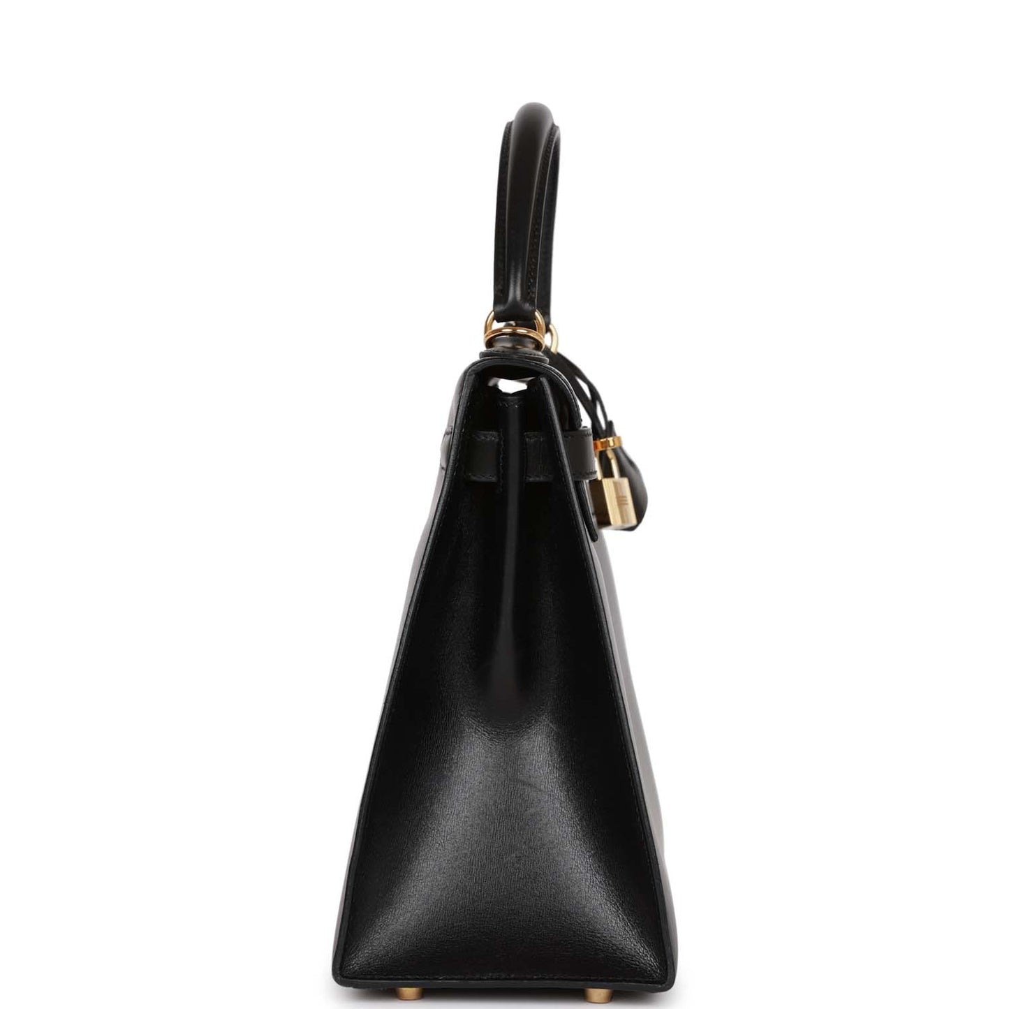 Hermes Kelly Sellier Box Hardware Handbag Black Gold Travel Bag 3