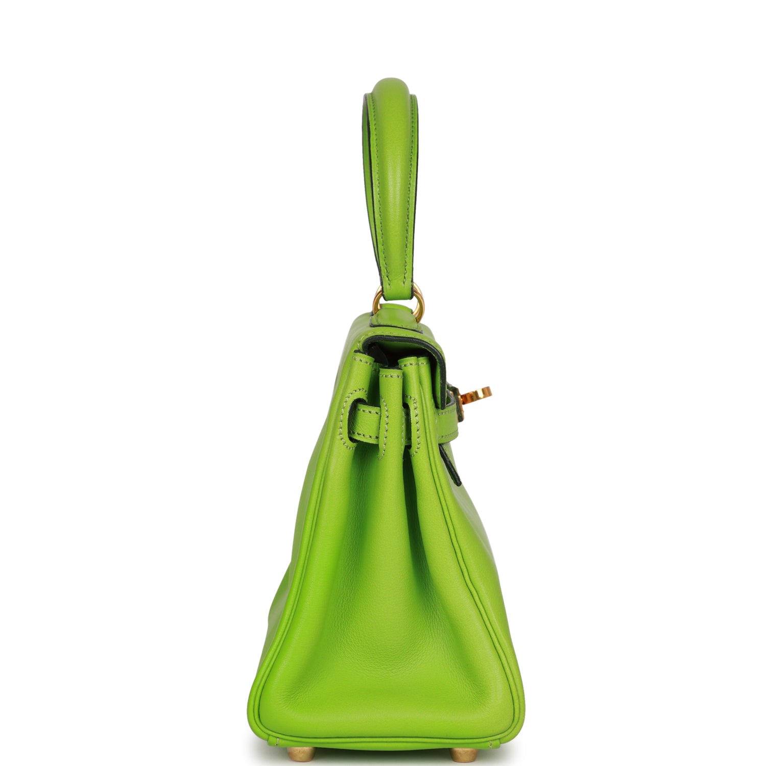Hermes Kelly Retourne Vert Cru Gulliver Hardware Handbag Gold Travel Bag