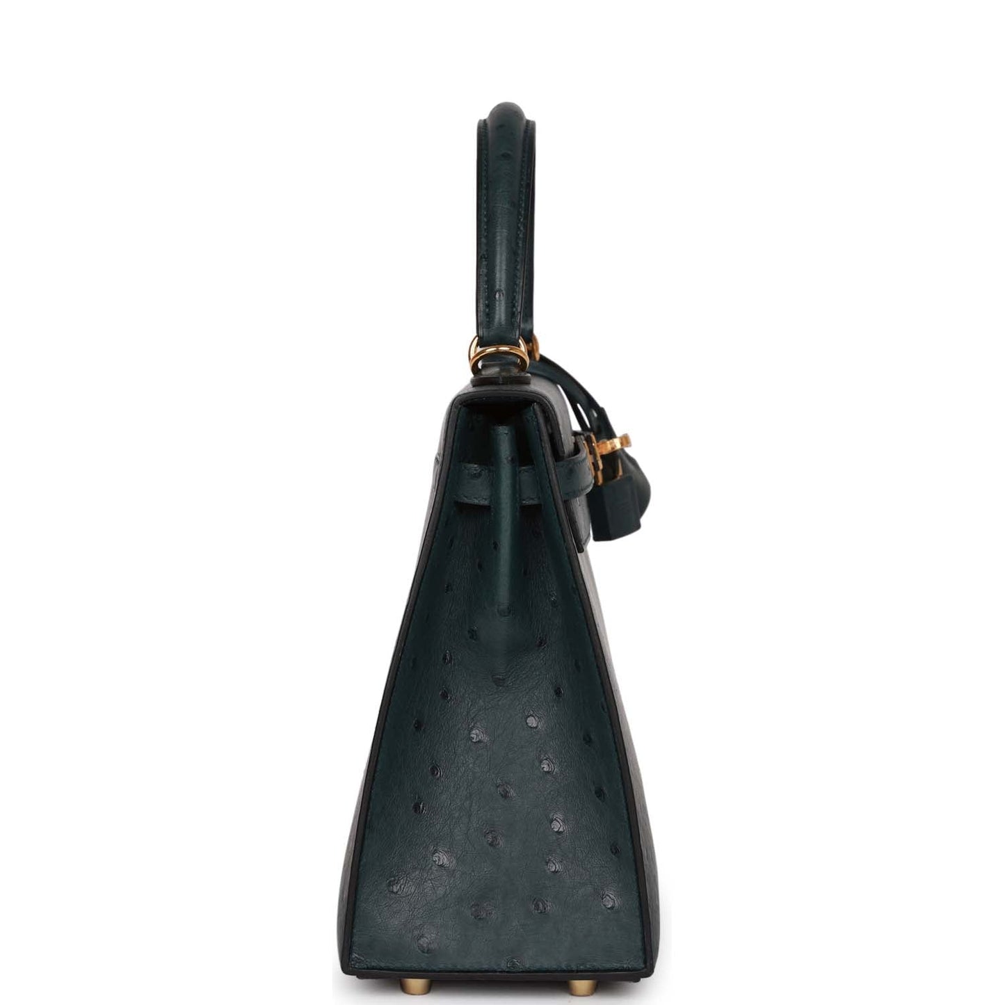 Hermes Kelly Sellier Vert Cypress Ostrich Hardware Handbag Gold Travel Bag