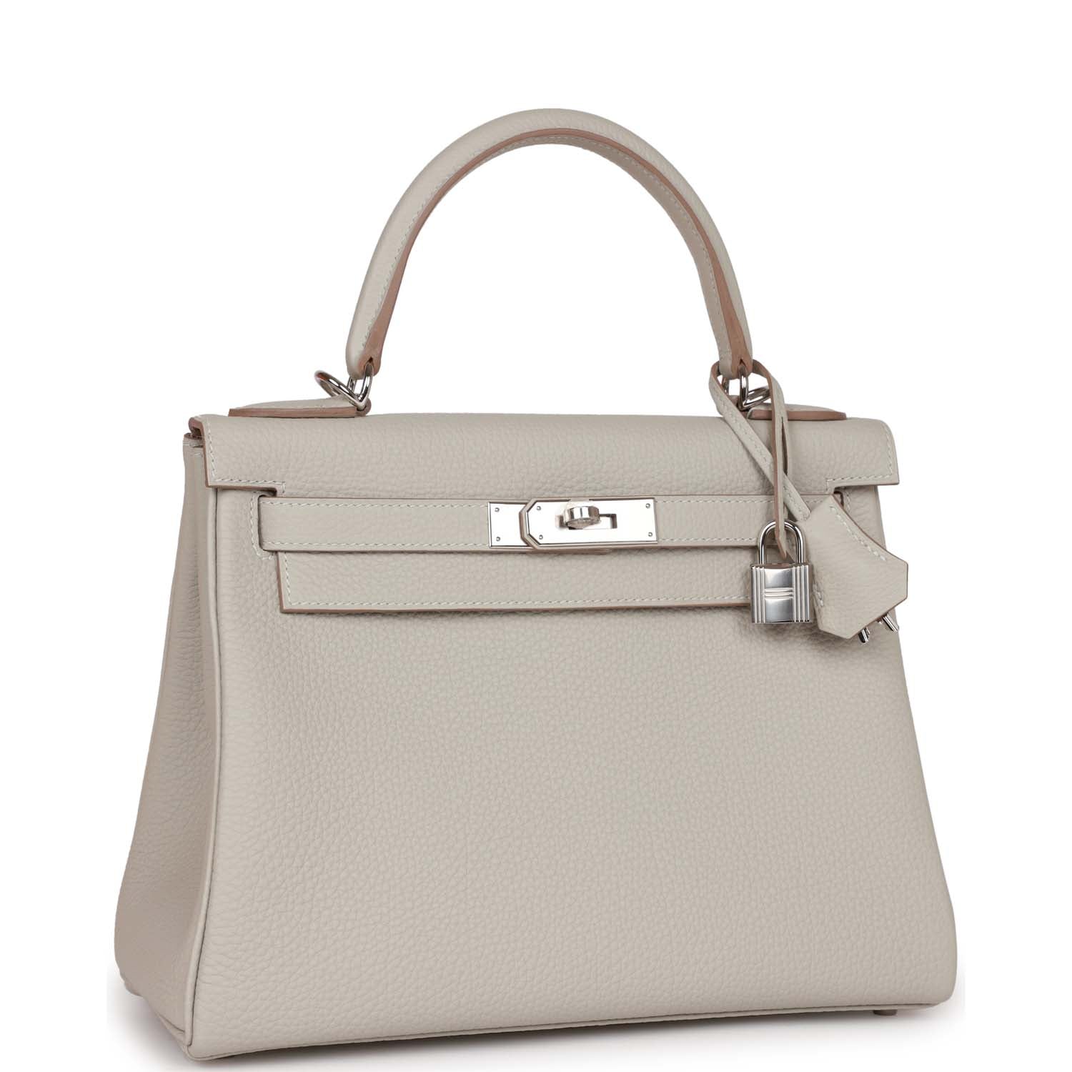 Hermes Kelly Retourne Gris Perle Togo Palladium Hardware Shoulder Shoulder Bag