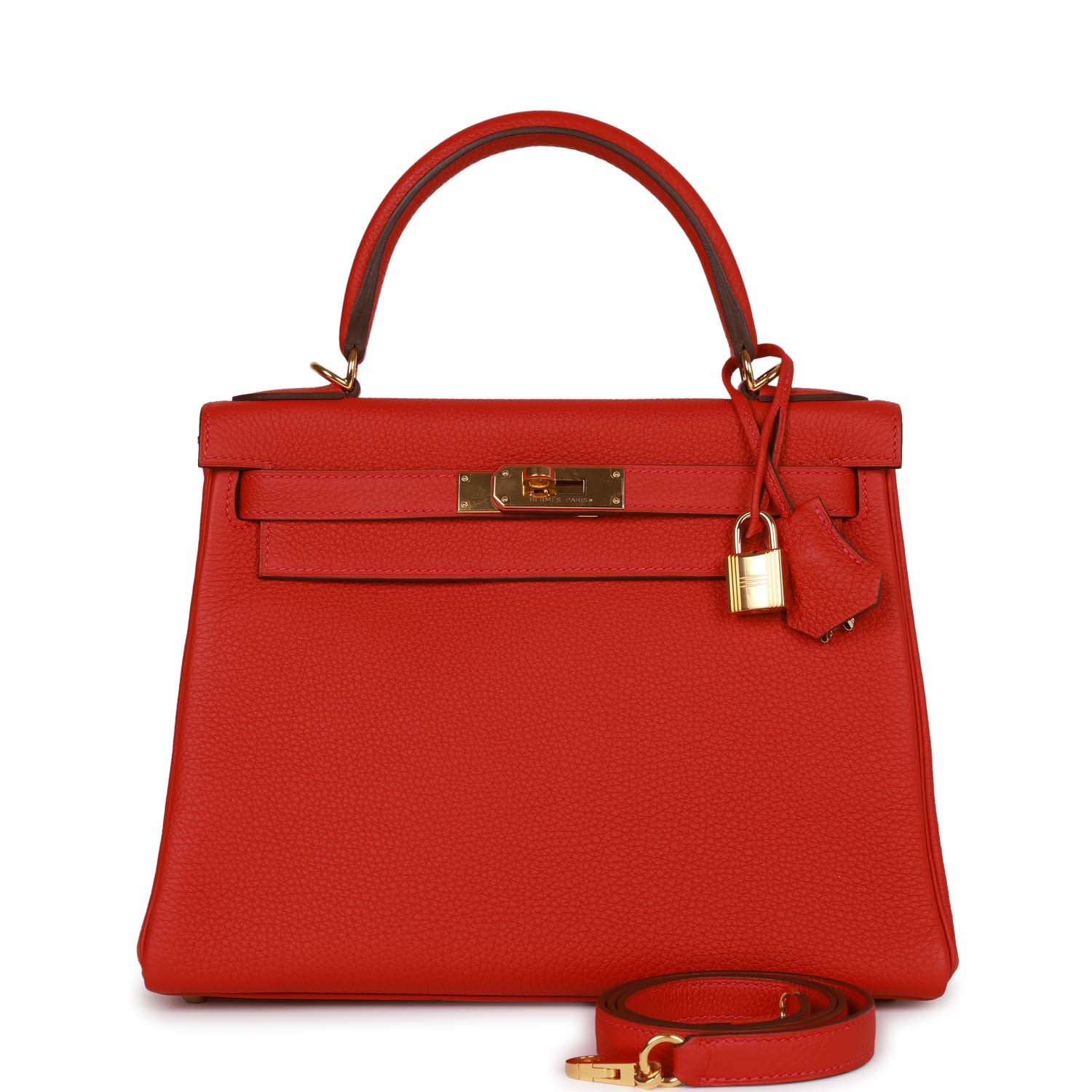 Hermes Kelly Retourne Rouge Cas Ue Togo Hardware Handbag Gold Travel Bag