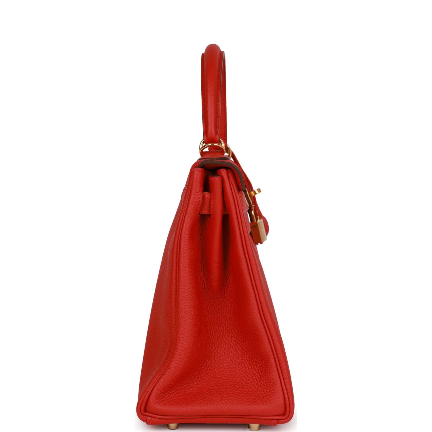 Hermes Kelly Retourne Rouge Cas Ue Togo Hardware Handbag Gold Travel Bag