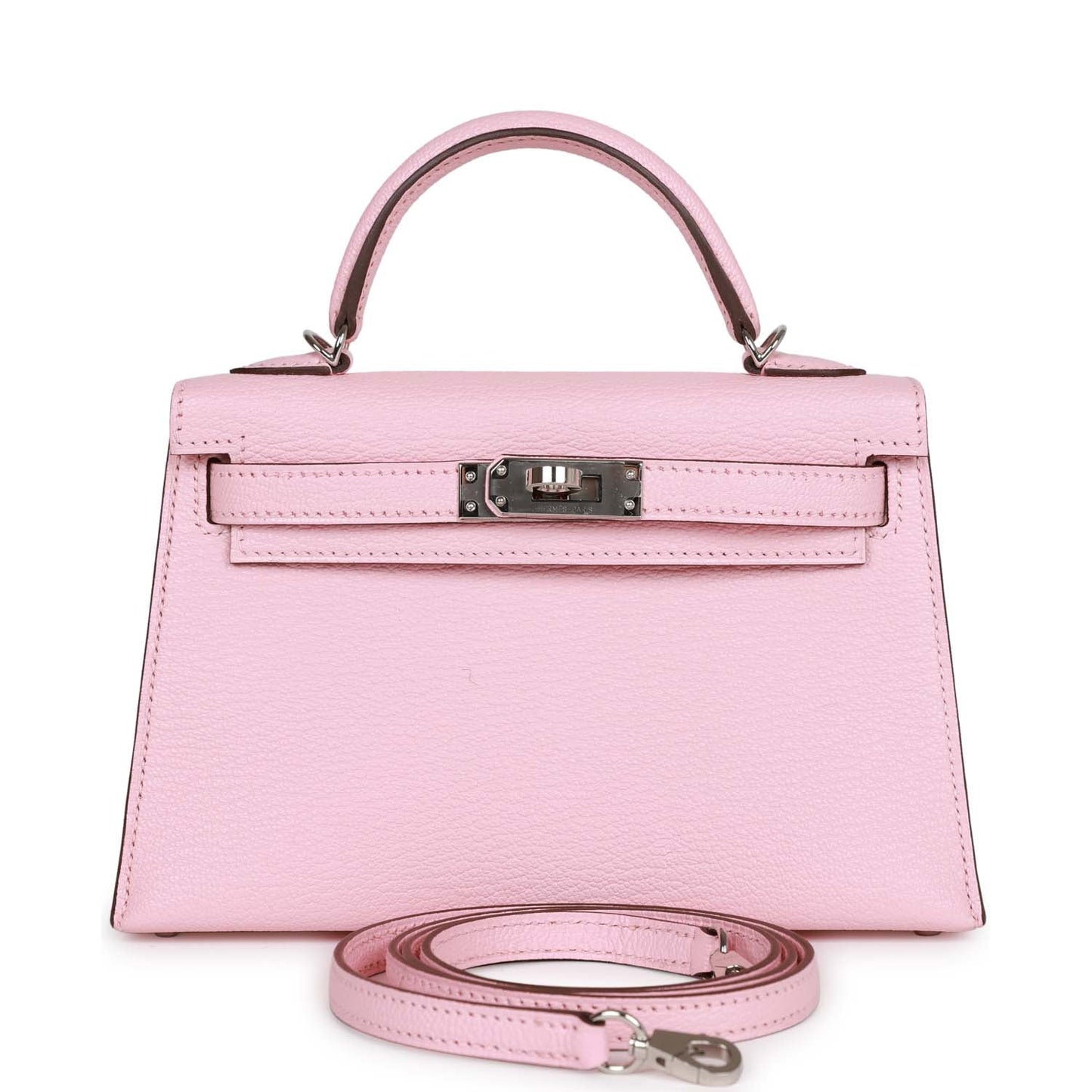 Hermes Kelly Sellier Rose Sakura Chevre Palladium Hardware Travel Bag Hardware 3
