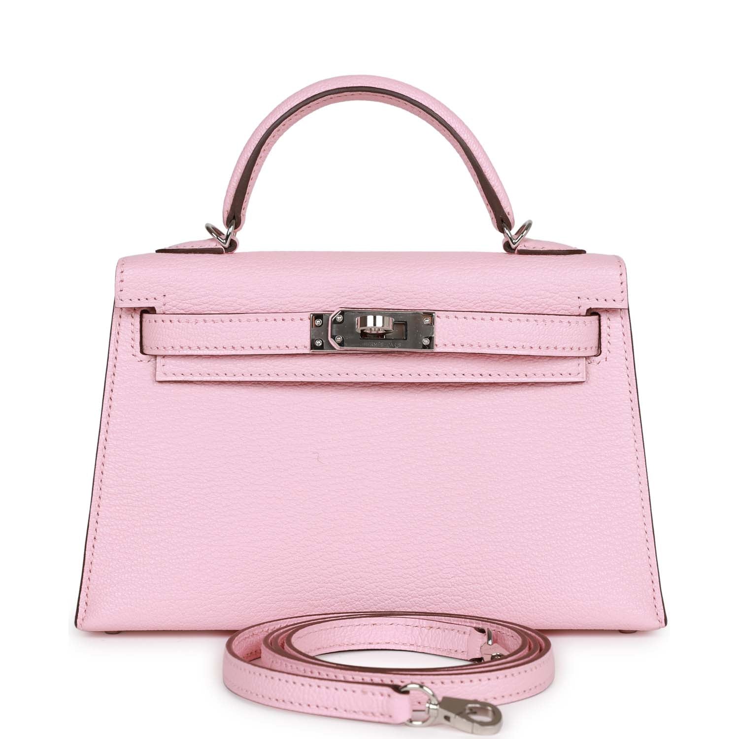 Hermes Kelly Sellier Rose Sakura Chevre Palladium Hardware Travel Bag Hardware 3