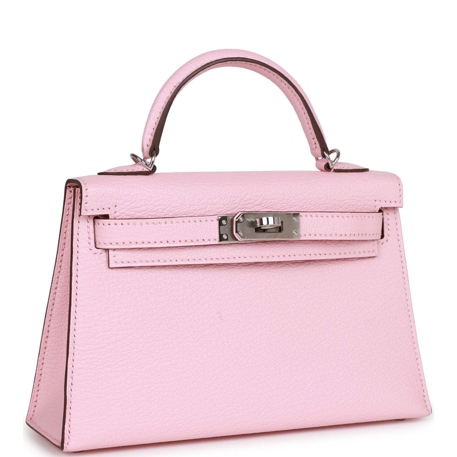 Hermes Kelly Sellier Rose Sakura Chevre Palladium Hardware Travel Bag Hardware 3