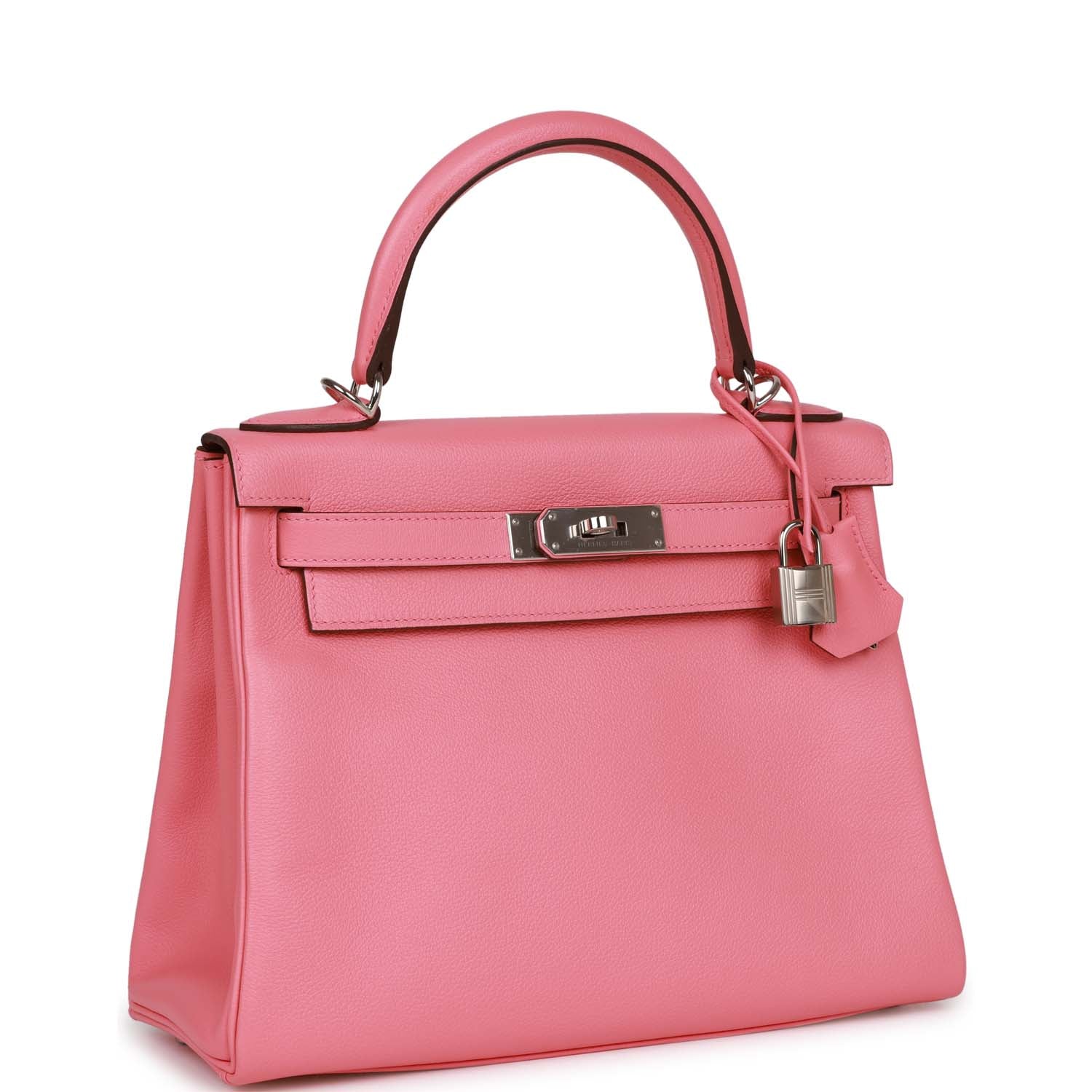 Hermes Kelly Retourne Rose Ete Verso Evercolor Palladium Hardware Travel Bag