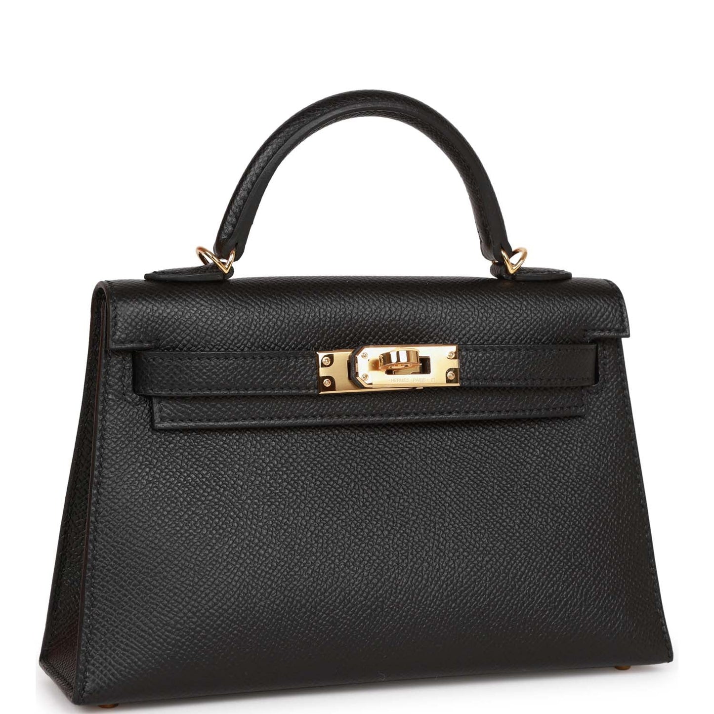 Hermes Kelly Sellier Epsom Hardware Handbag Black Gold Travel Bag 35