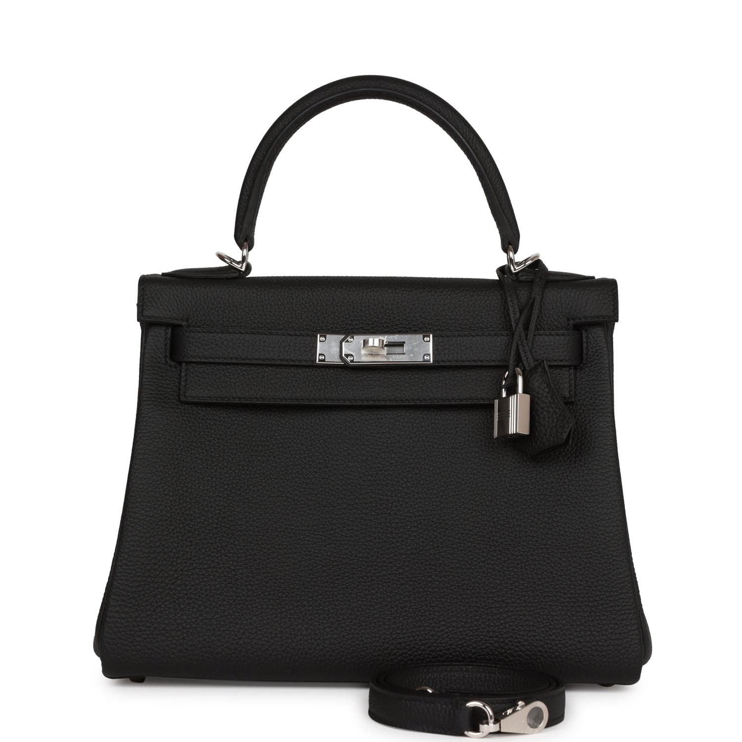 Hermes Kelly Retourne Togo Palladium Hardware Shoulder Bag Black