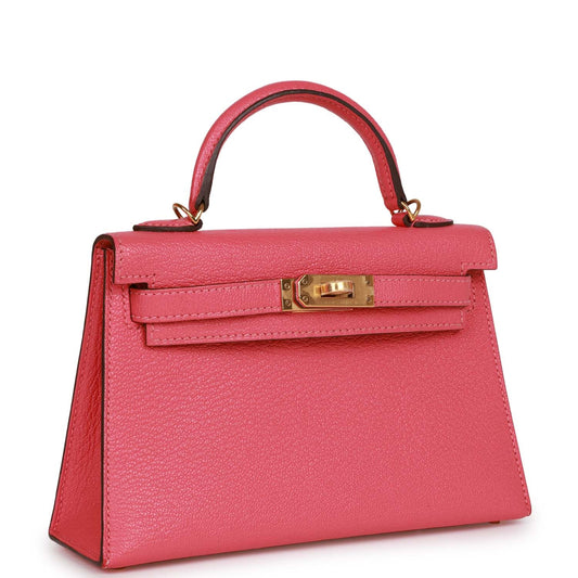 Hermes Kelly Sellier Rose Lipstick Chèvre Hardware Handbag Gold Travel Bag