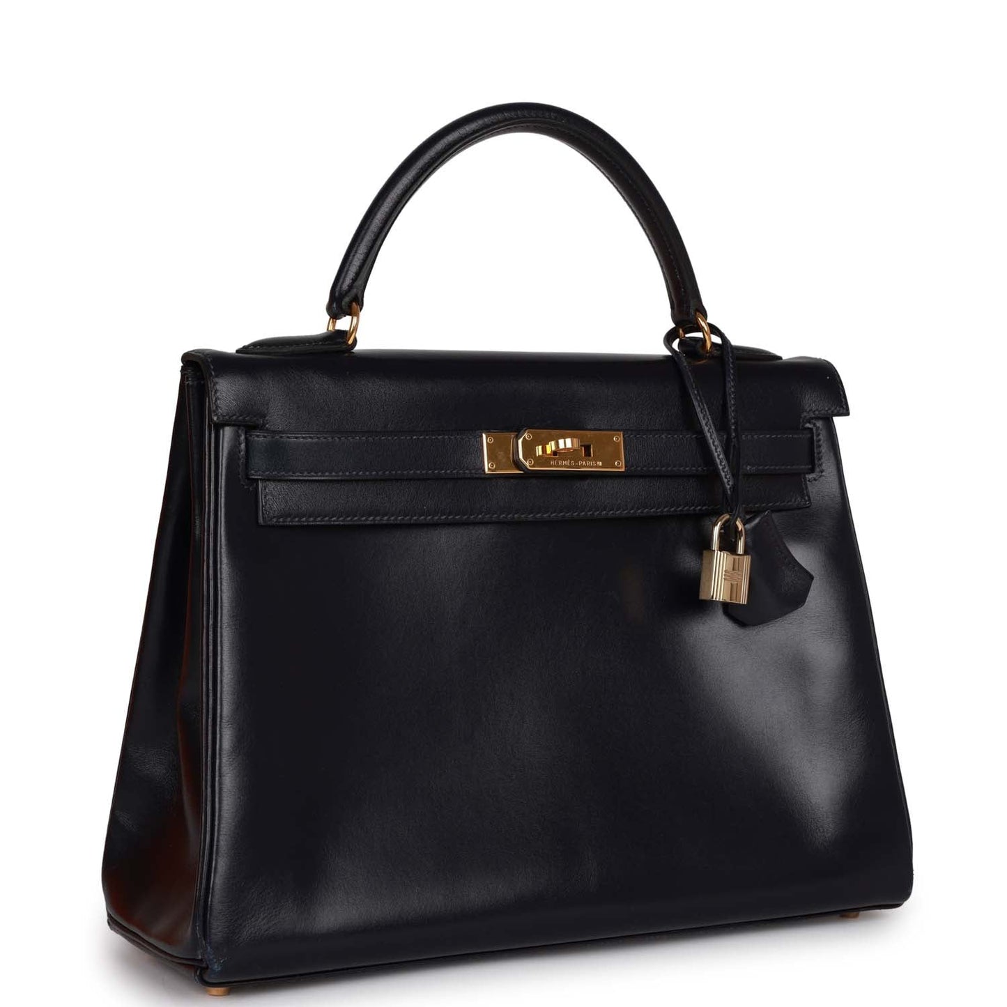 Hermes Kelly Retourne Navy Box Hardware Handbag Gold Travel Bag