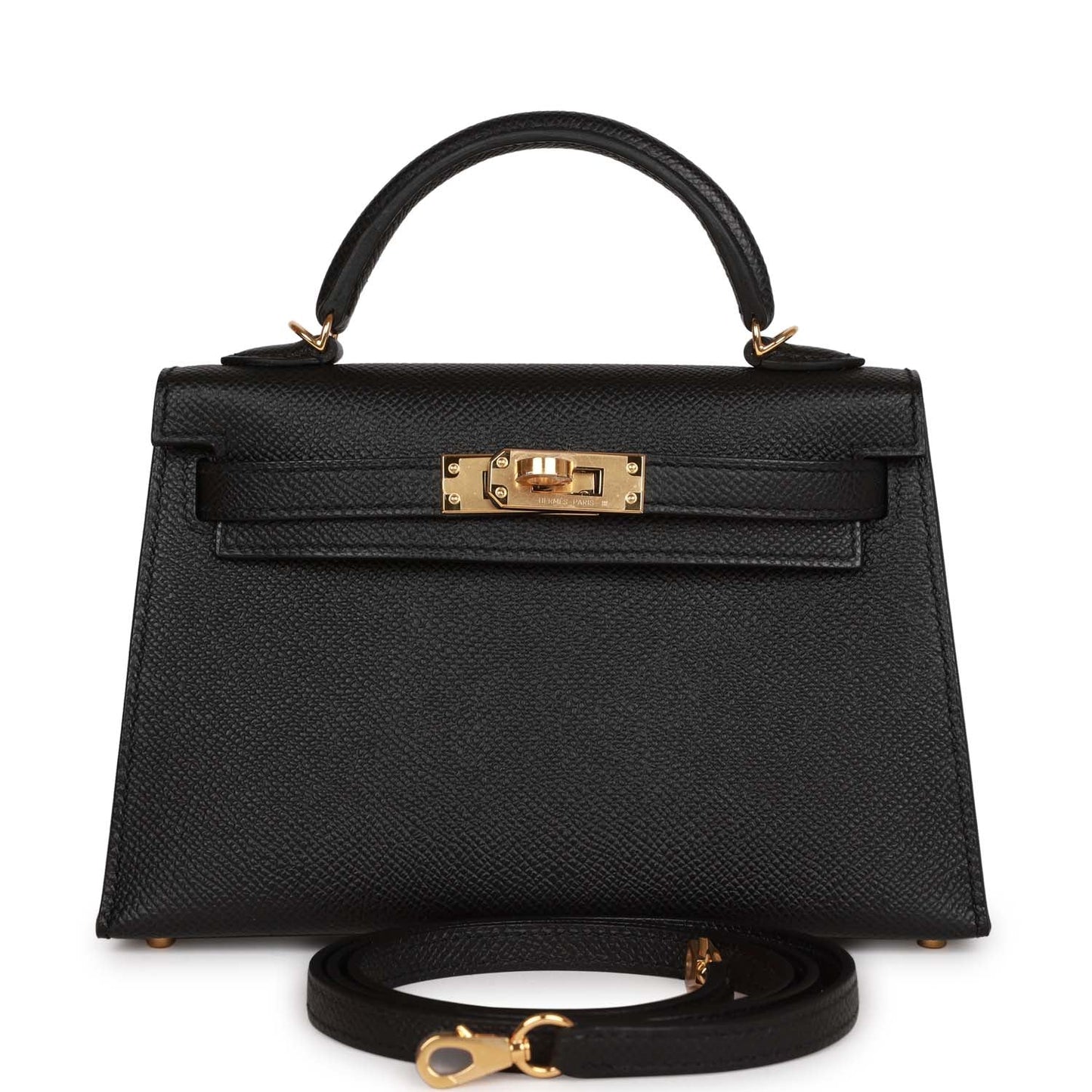 Hermes Kelly Sellier Epsom Hardware Handbag Black Gold Travel Bag Gold Hardware 11