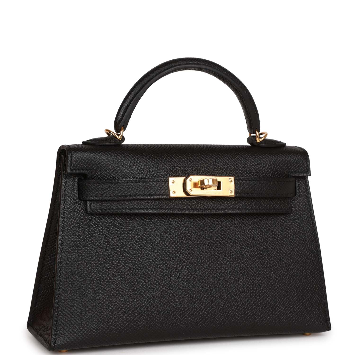 Hermes Kelly Sellier Epsom Hardware Handbag Black Gold Travel Bag Gold Hardware 11