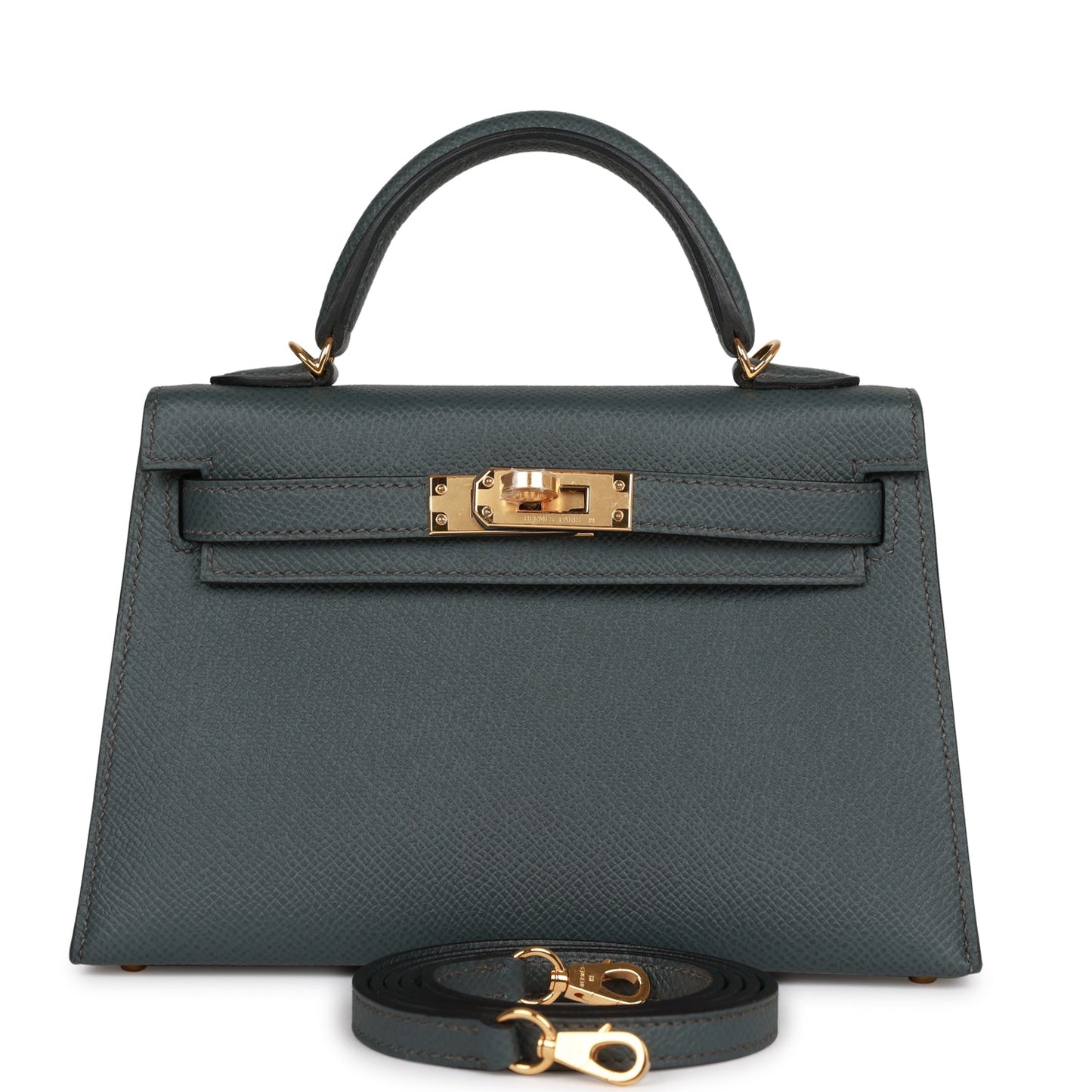 Hermes Kelly Sellier Bleu Orage Epsom Hardware Handbag Gold Travel Bag