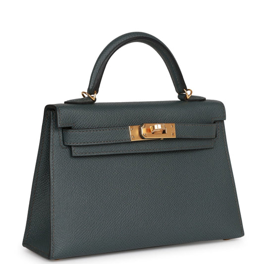Hermes Kelly Sellier Bleu Orage Epsom Hardware Handbag Gold Travel Bag