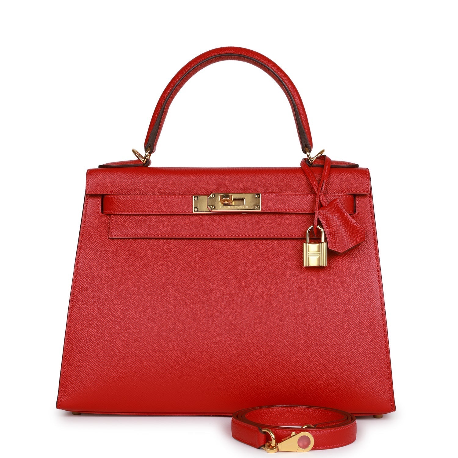 Hermes Kelly Sellier Rouge Cas Ue Epsom Hardware Handbag Gold Travel Bag
