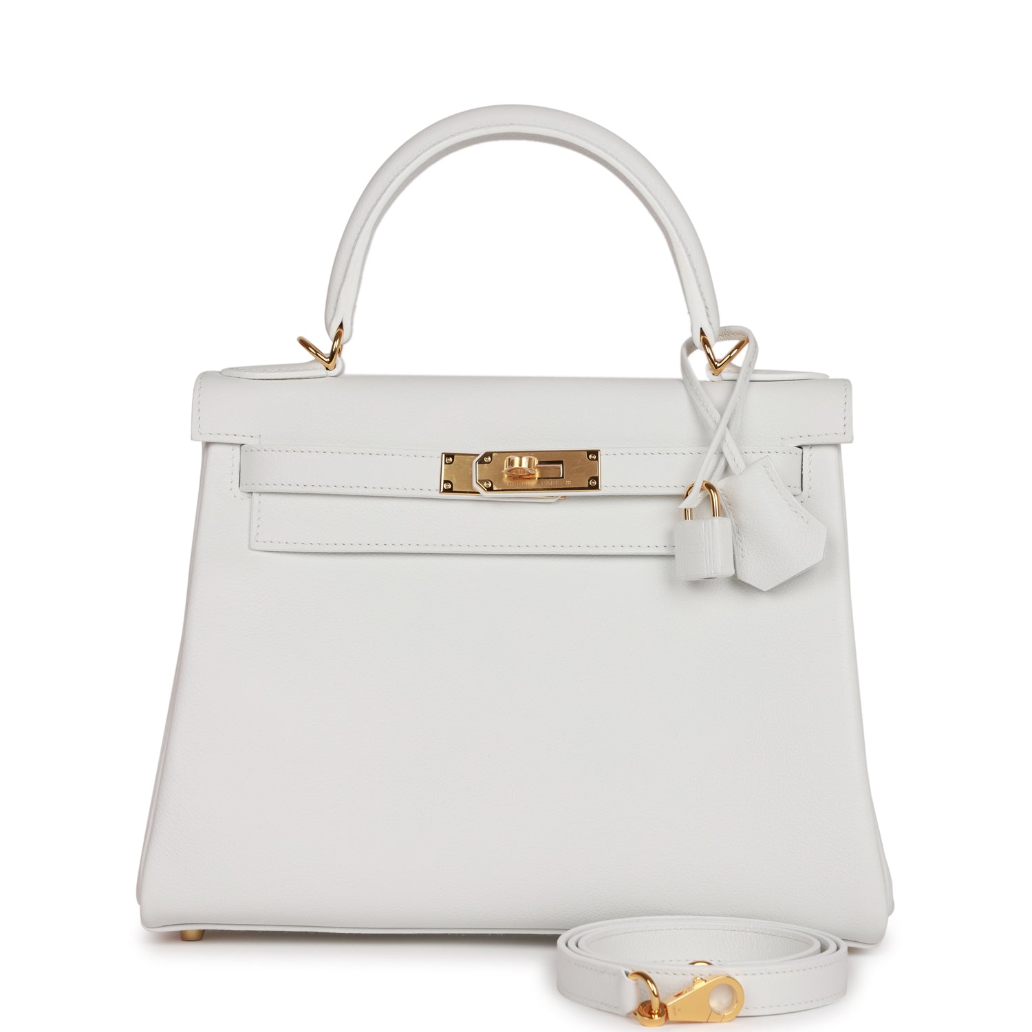 Hermes Kelly Retourne New Evercolor Hardware Handbag White Gold Travel Bag