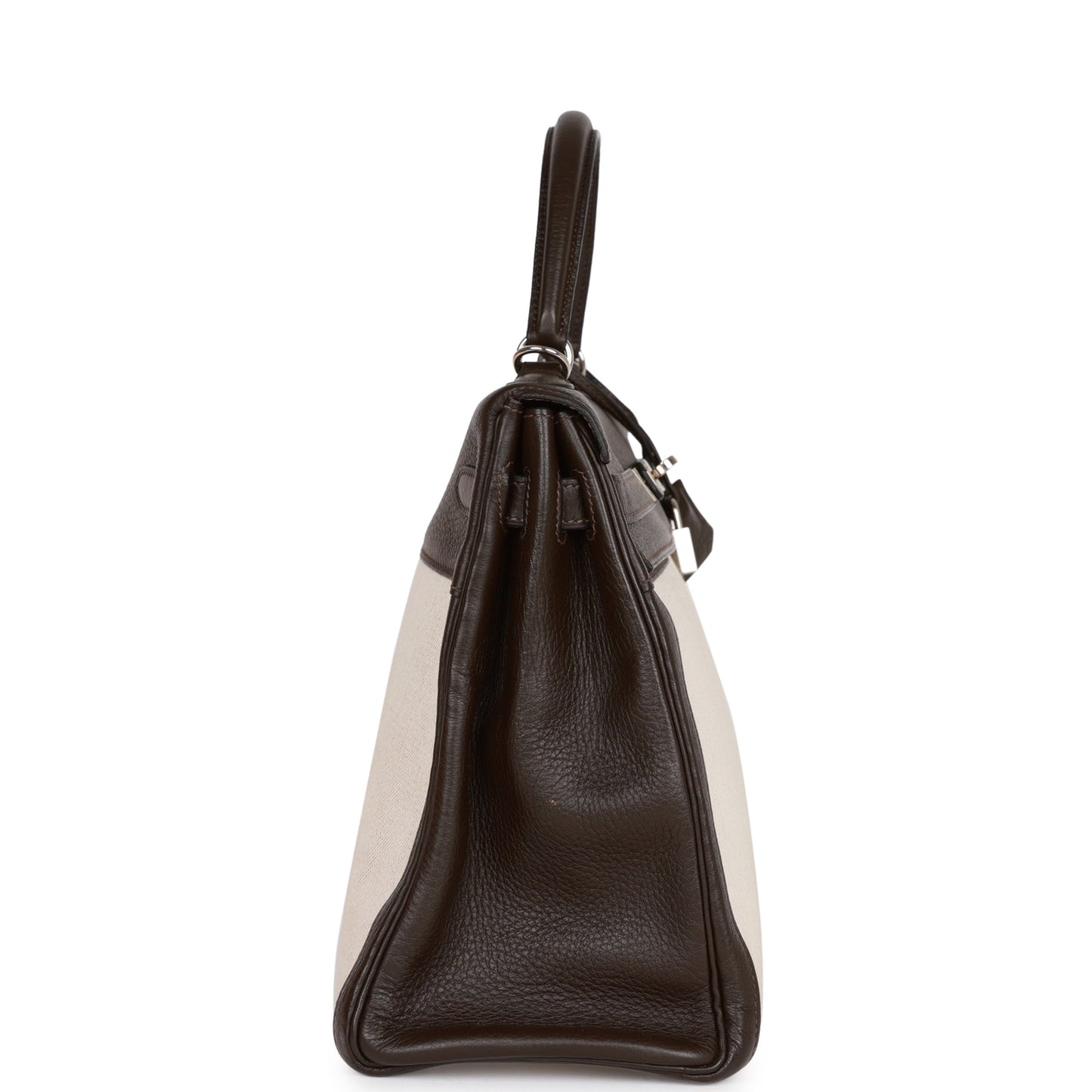 Hermes Kelly Retourne Ebene Clemence And Toile Palladium Hardware Travel Bag Palladium Hardware 2