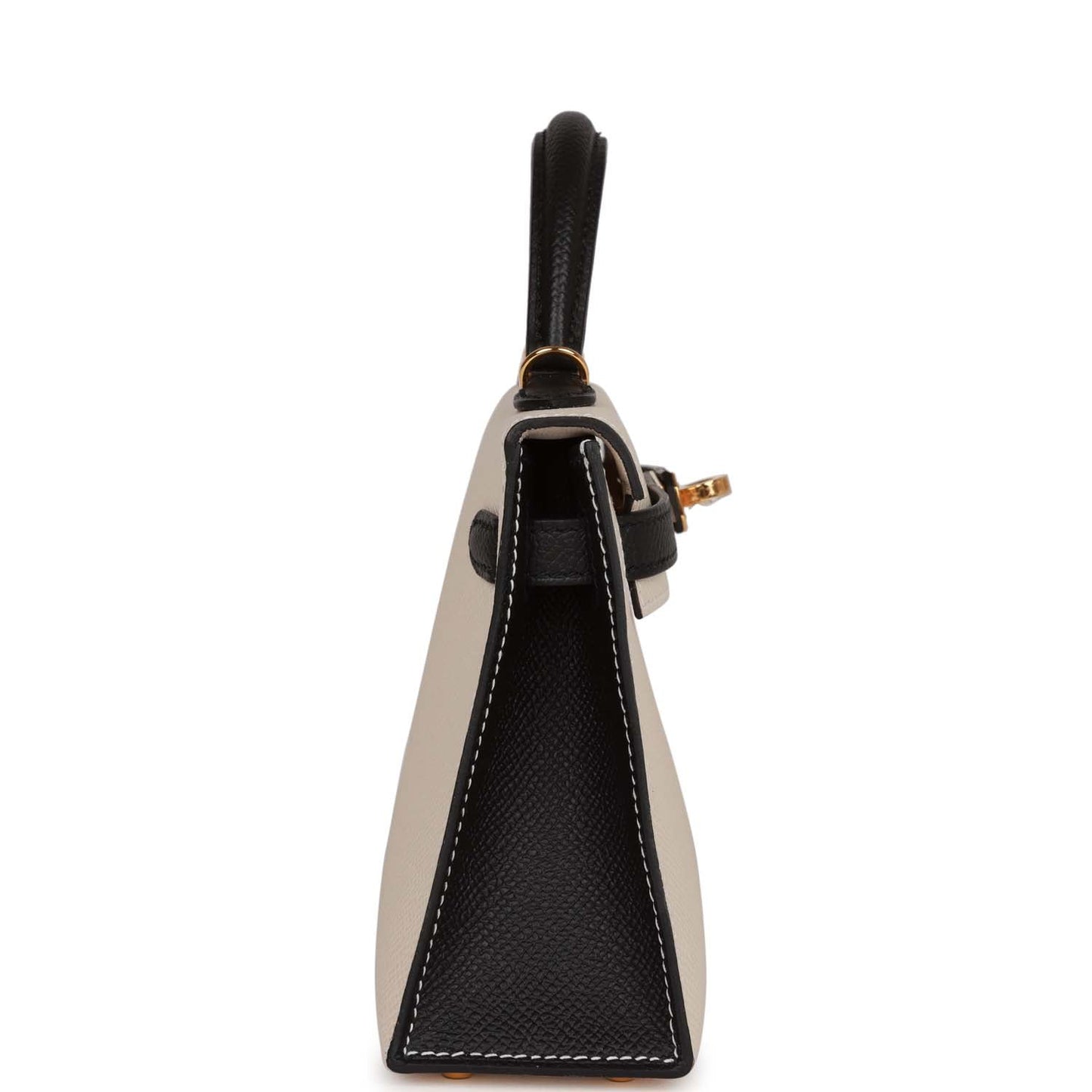 Hermes Special Order Hss Kelly Sellier Craie And Epsom Black Gold Travel Bag