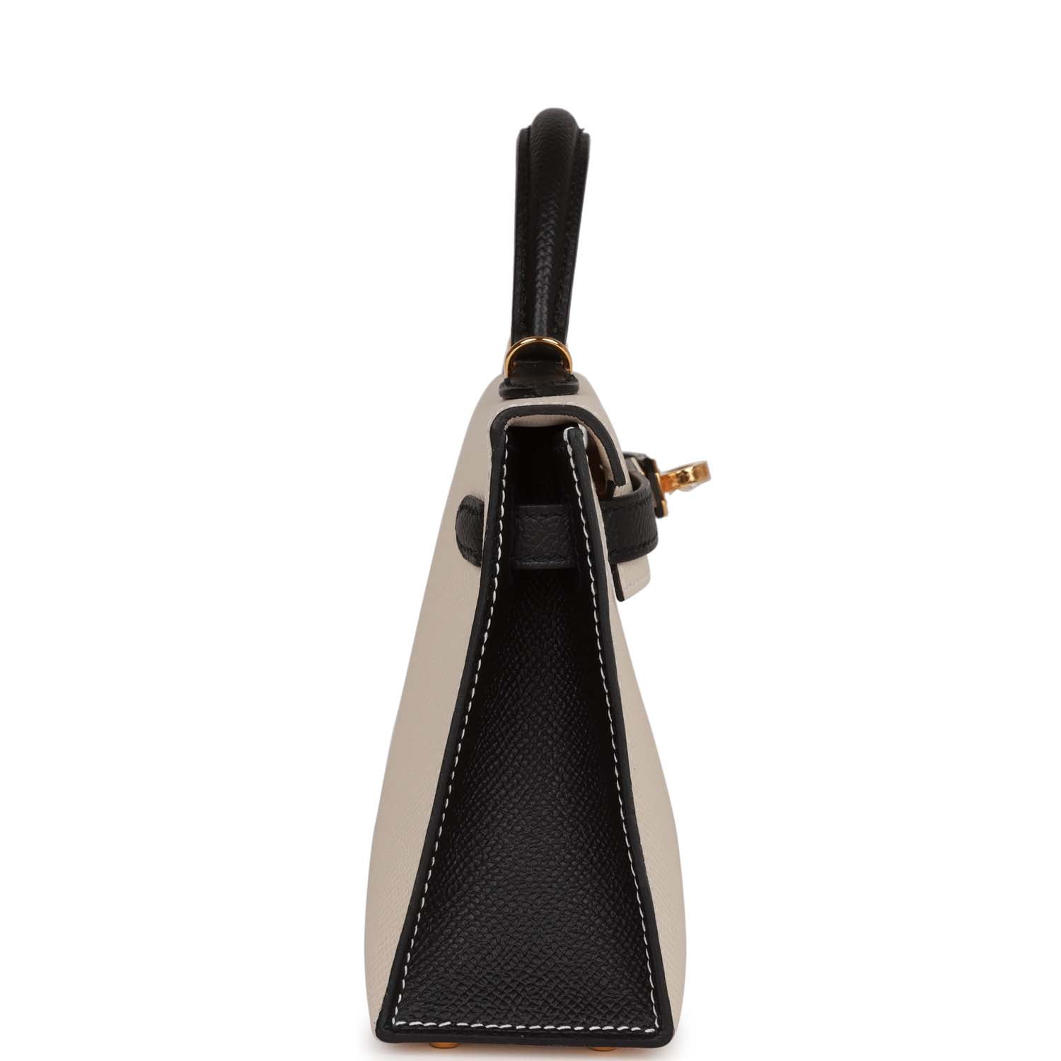 Hermes Special Order Hss Kelly Sellier Craie And Epsom Black Gold Travel Bag