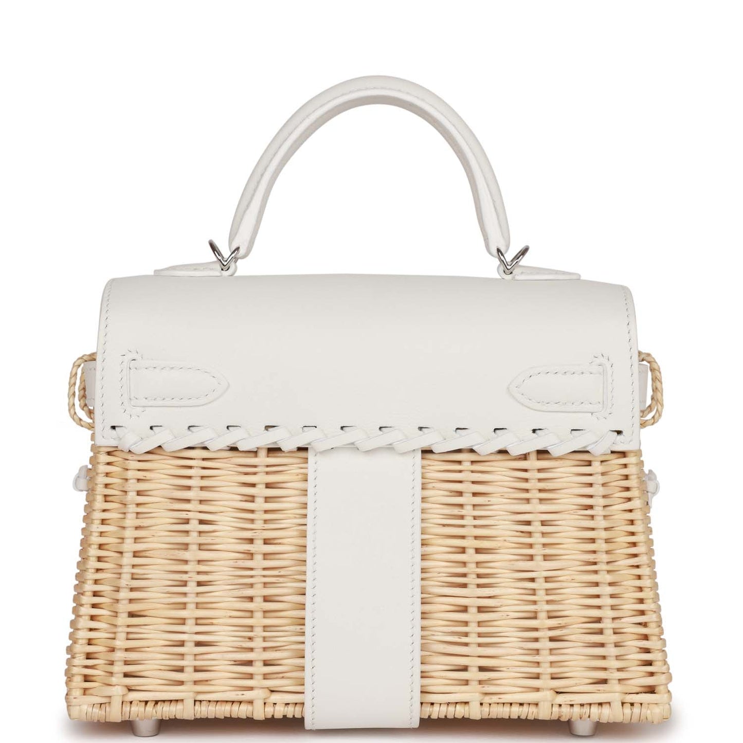 Hermes Picnic Kelly Swift Palladium Hardware Handbag White Mini Travel Bag