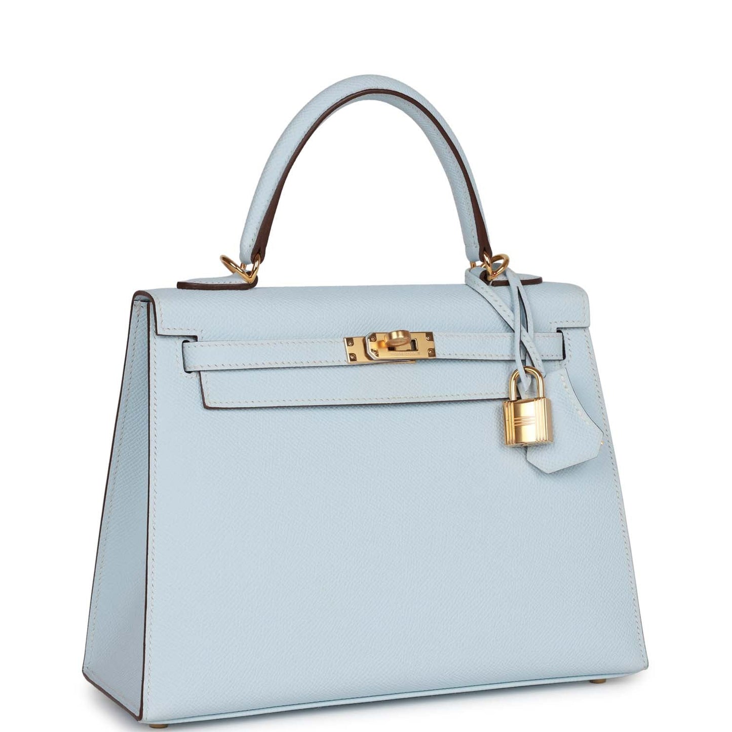 Hermes Kelly Sellier Bleu Brume Epsom Hardware Handbag Gold Travel Bag