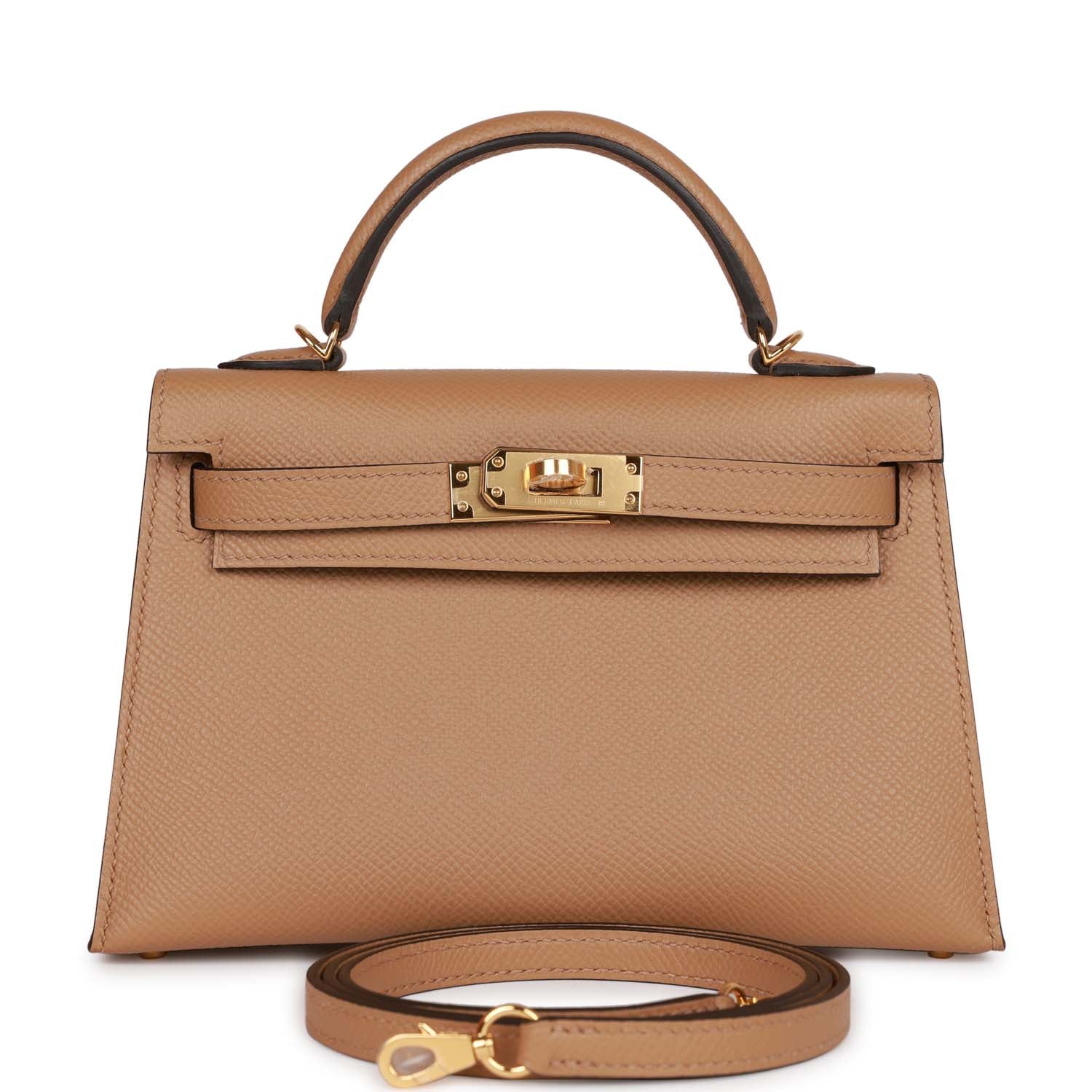 Hermes Kelly Sellier Chai Epsom Hardware Handbag Gold Travel Bag 9