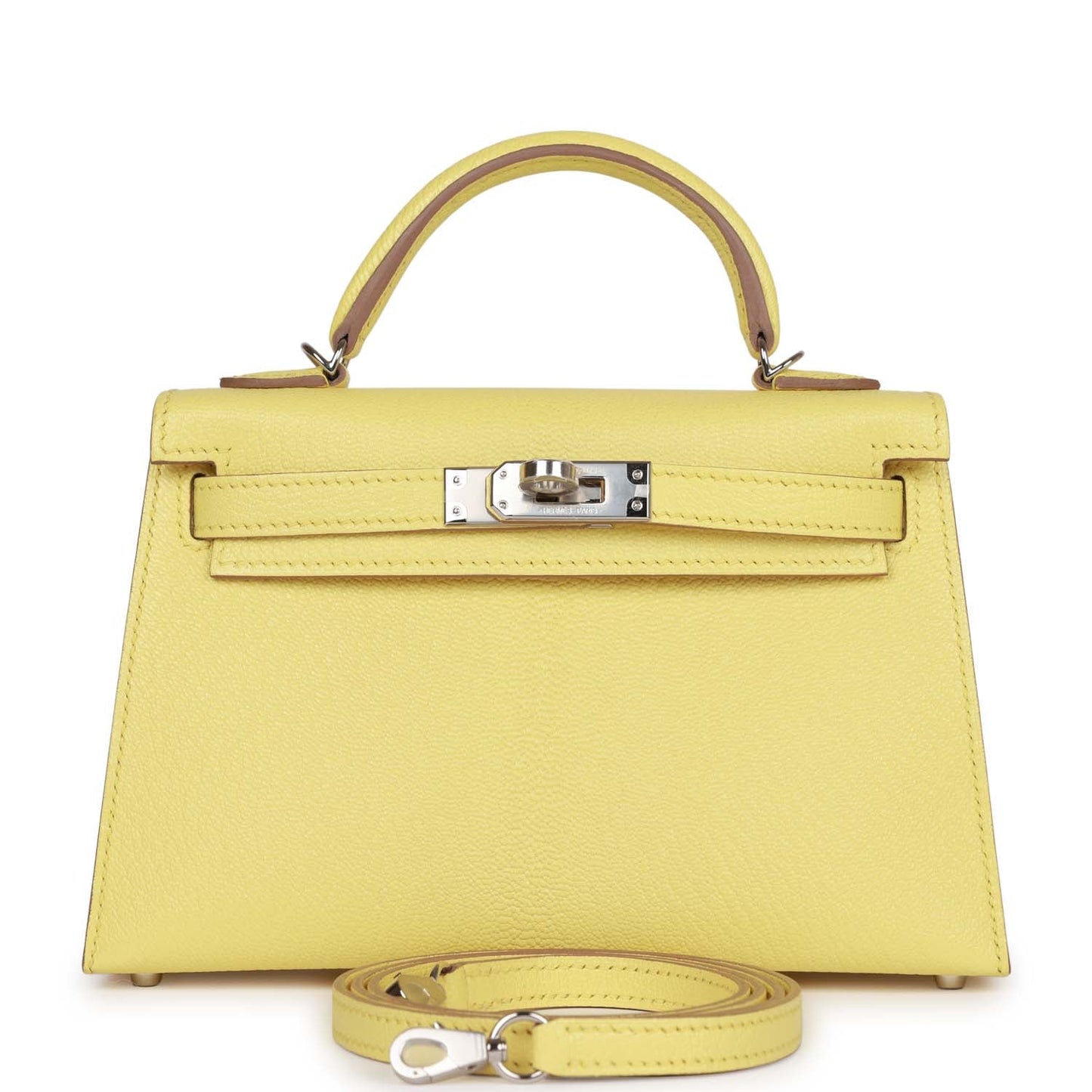 Hermes Kelly Sellier Limoncello Chevre Palladium Hardware Handbag Travel Bag