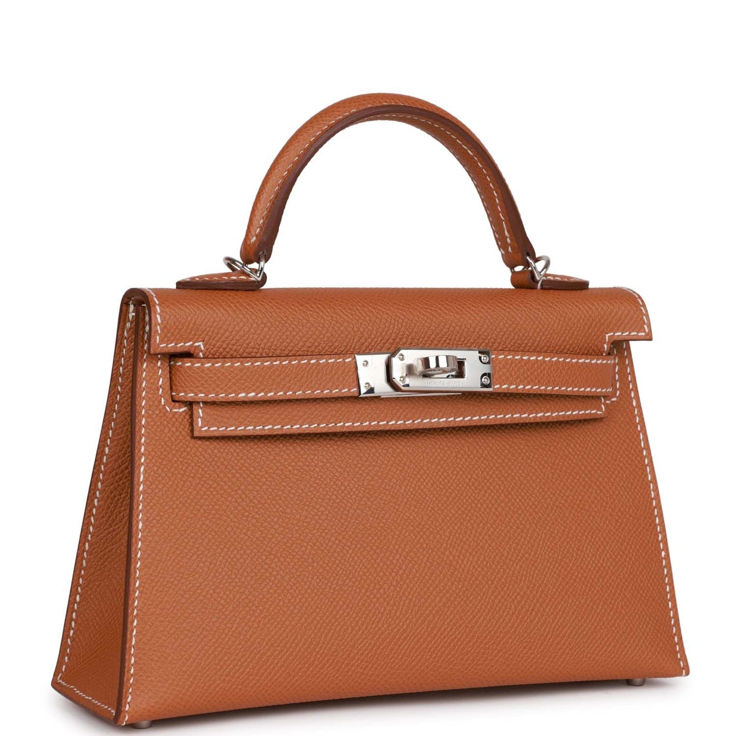Hermes Kelly Sellier Epsom Palladium Hardware Handbag Gold Travel Bag