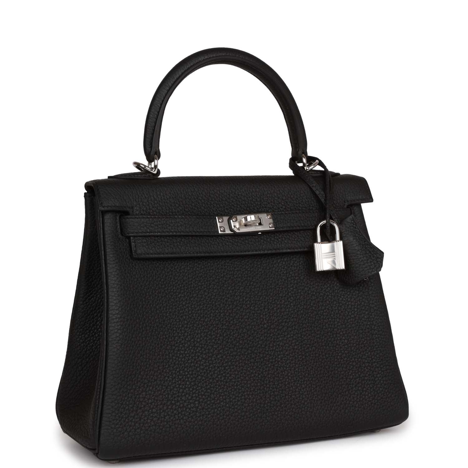 Hermes Kelly Retourne Togo Palladium Hardware Handbag Black Travel Bag Hardware 3