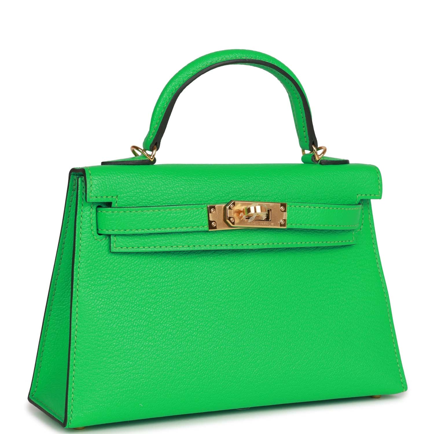 Hermes Kelly Sellier Vert Comics Chevre Hardware Handbag Gold Travel Bag