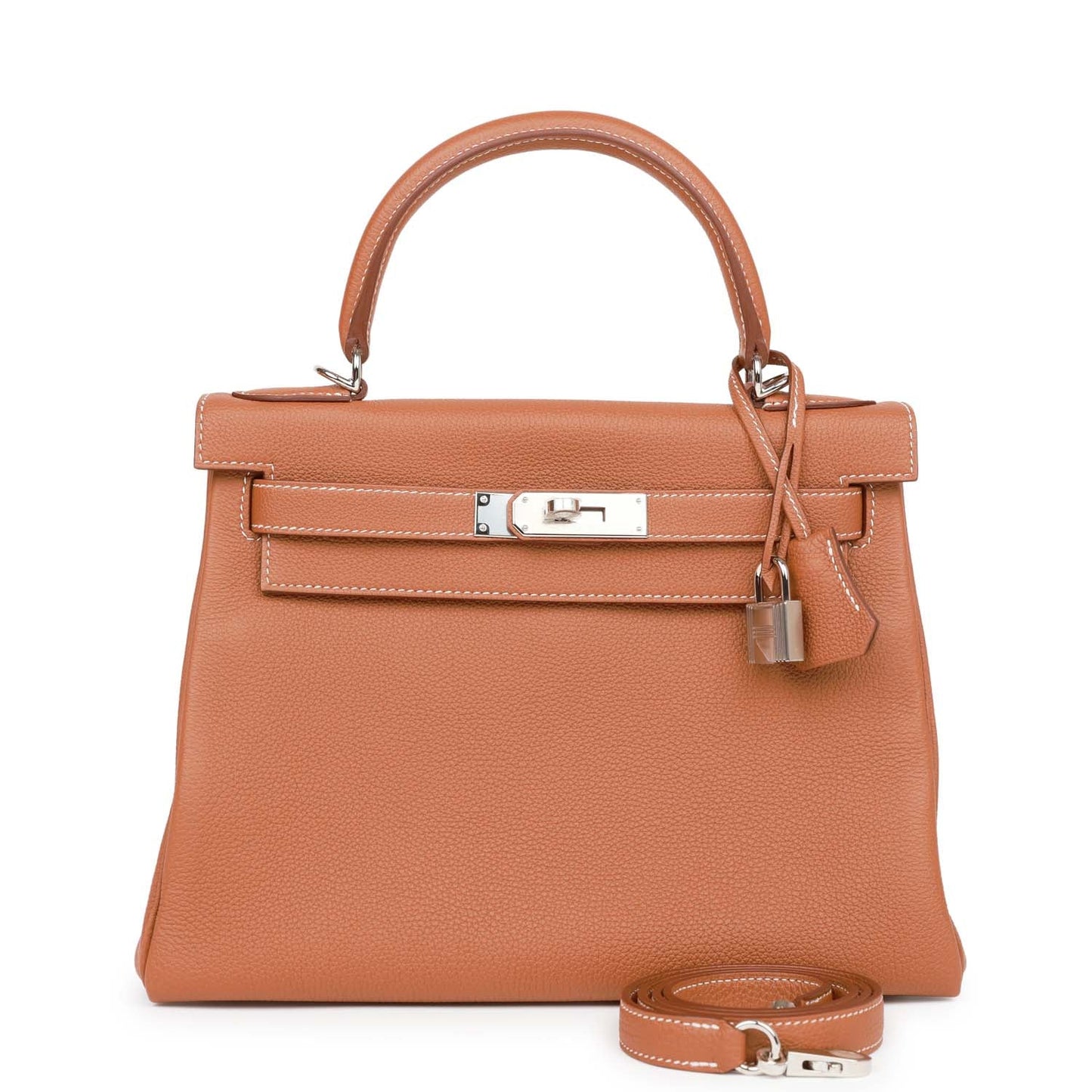 Hermes Kelly Sellier Togo Palladium Hardware Handbag Gold Travel Bag