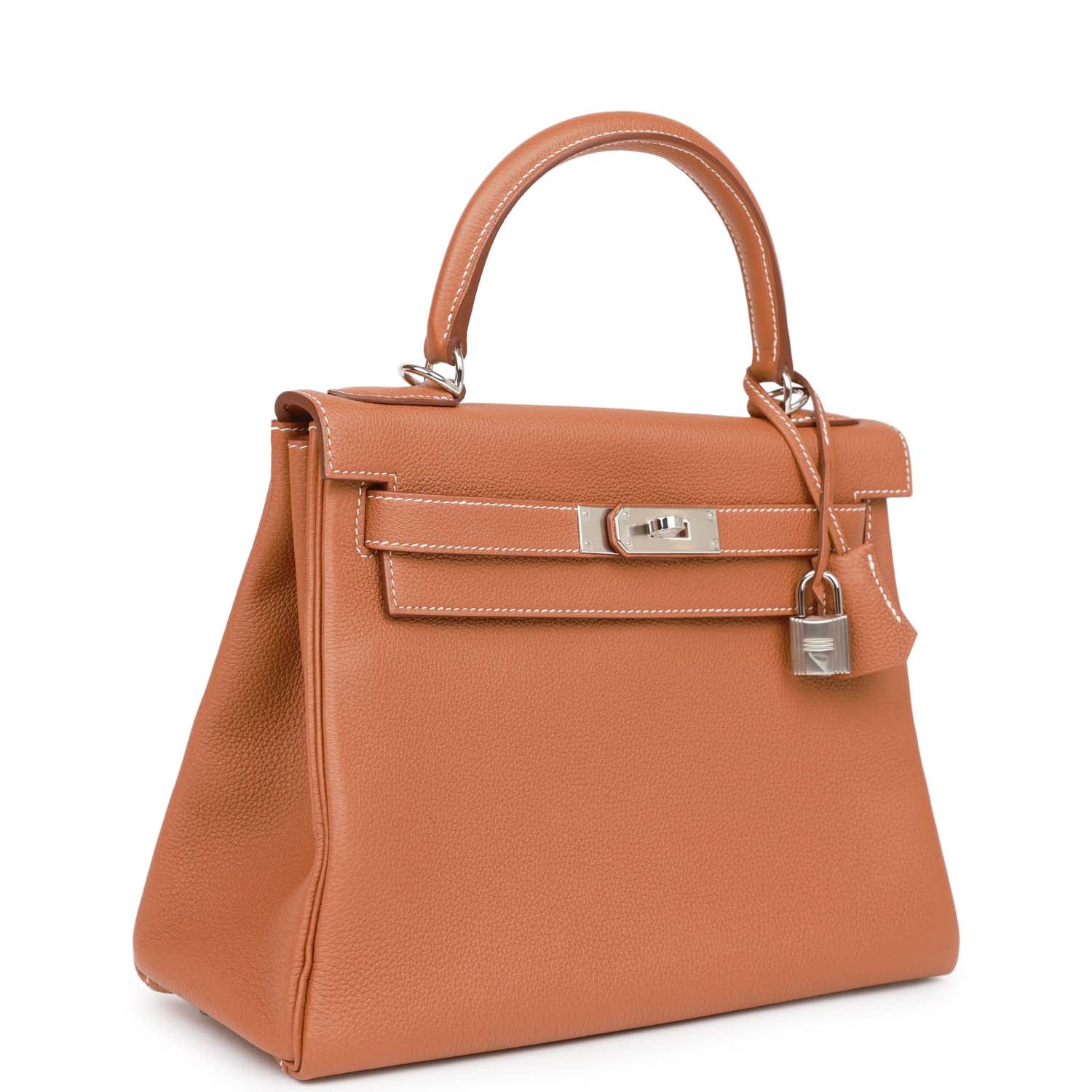 Hermes Kelly Sellier Togo Palladium Hardware Handbag Gold Travel Bag