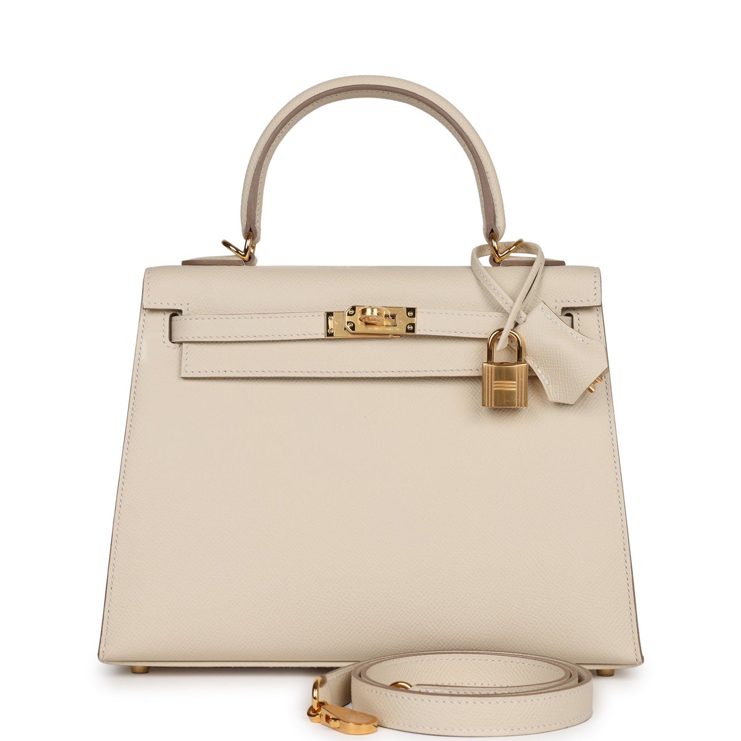 Hermes Kelly Sellier Craie Epsom Hardware Handbag Gold Travel Bag Hardware 6