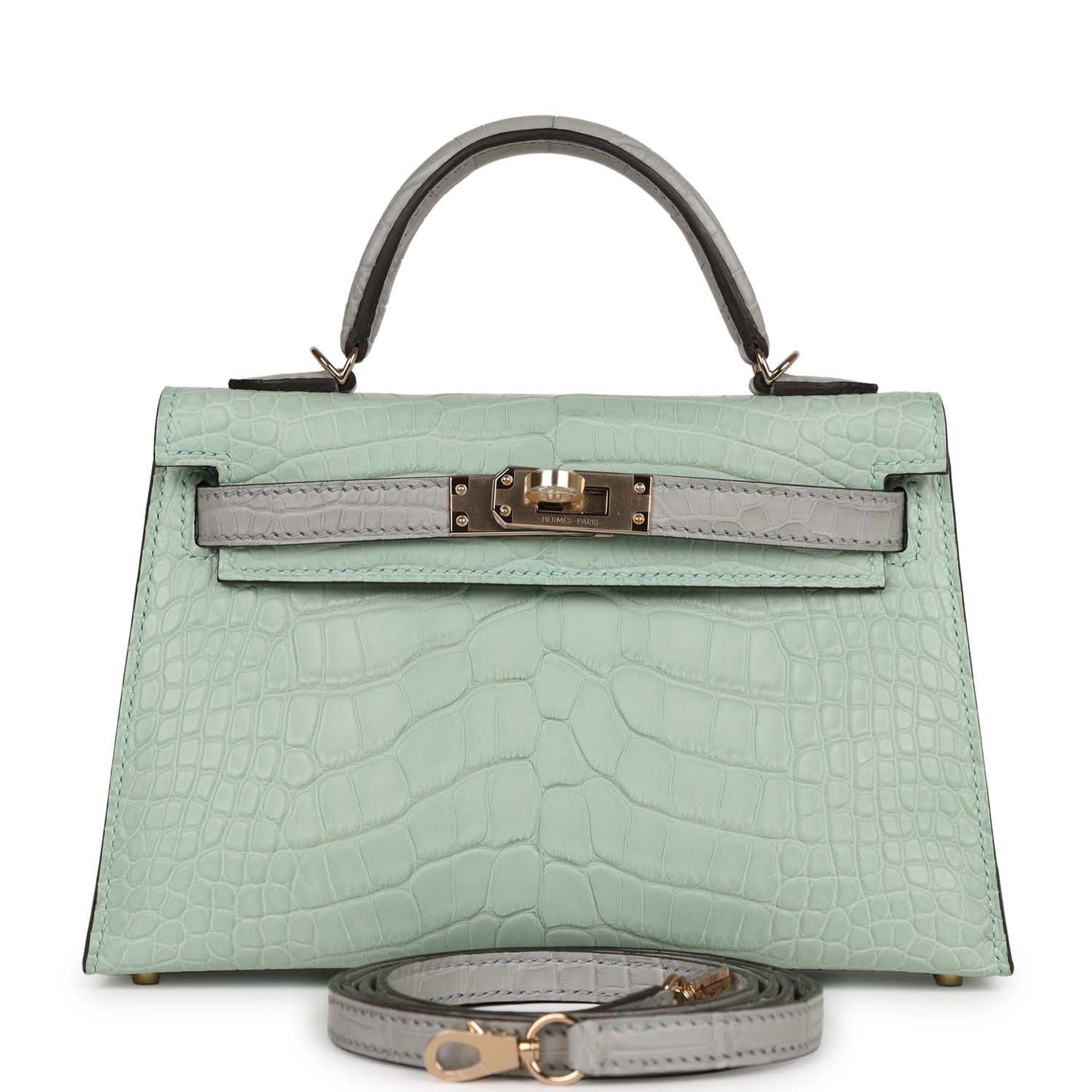 Hermes Special Order Hss Kelly Sellier Vert Eau And Travel Bag