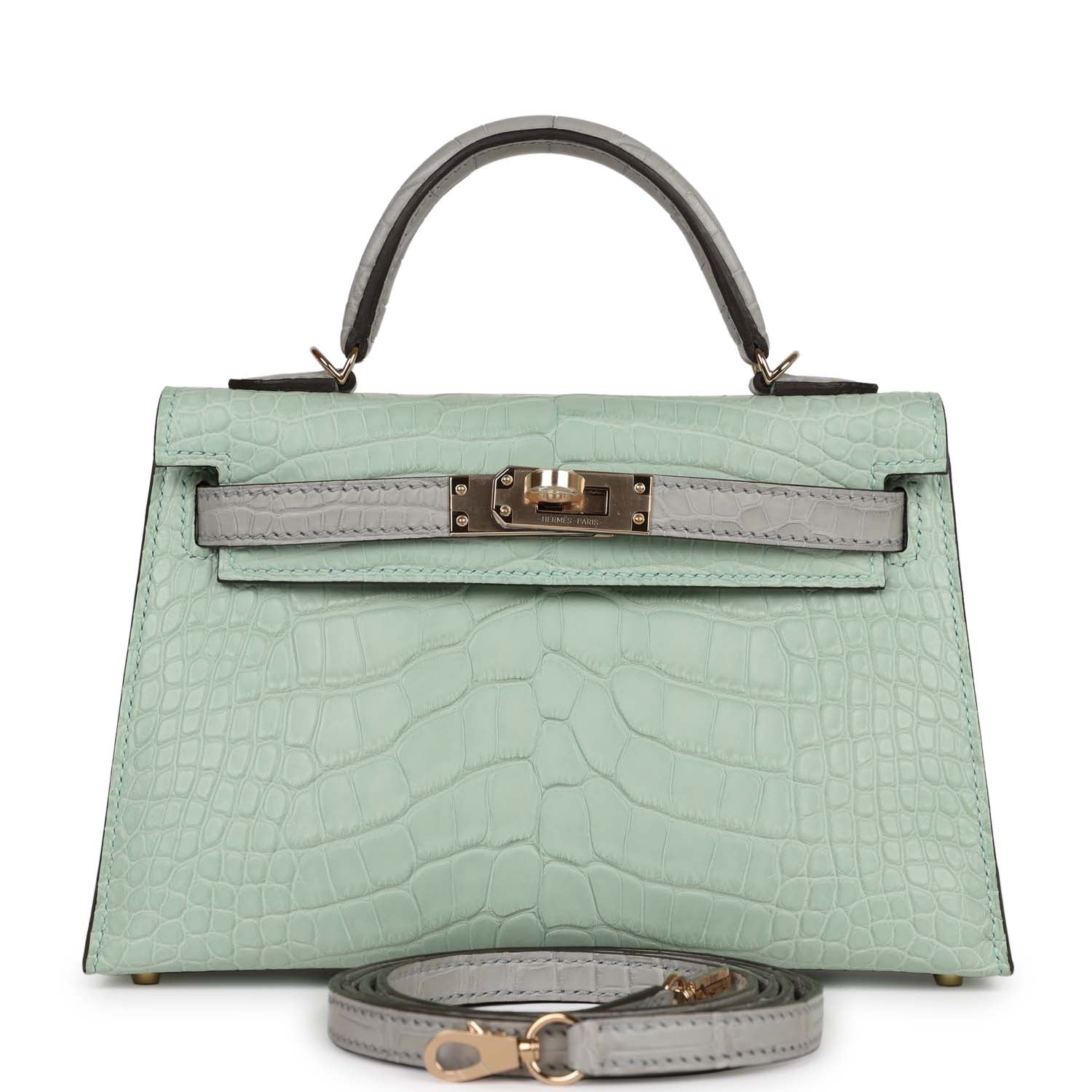 Hermes Special Order Hss Kelly Sellier Vert Eau And Travel Bag