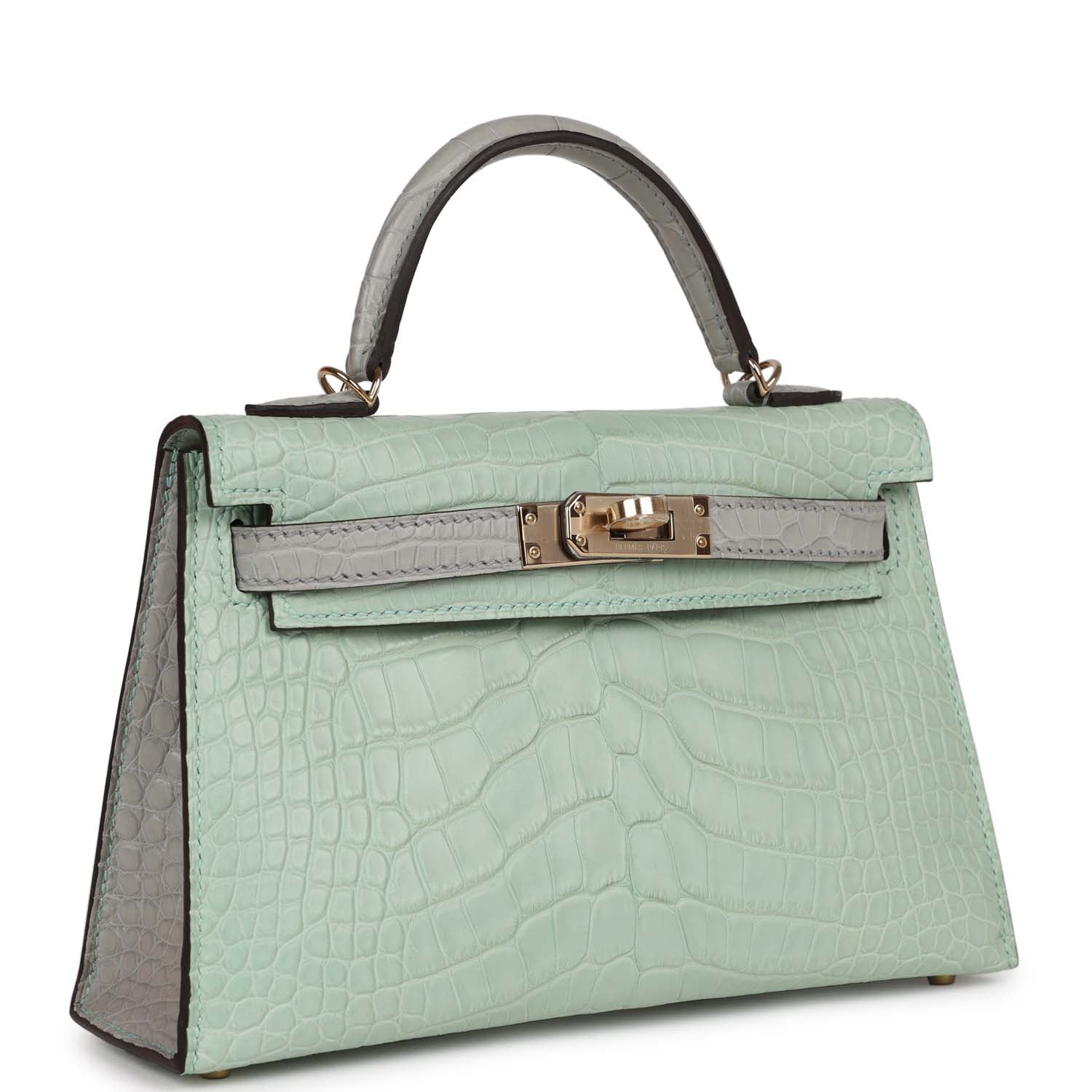 Hermes Special Order Hss Kelly Sellier Vert Eau And Travel Bag