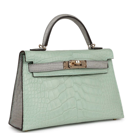 Hermes Special Order Hss Kelly Sellier Vert Eau And Travel Bag