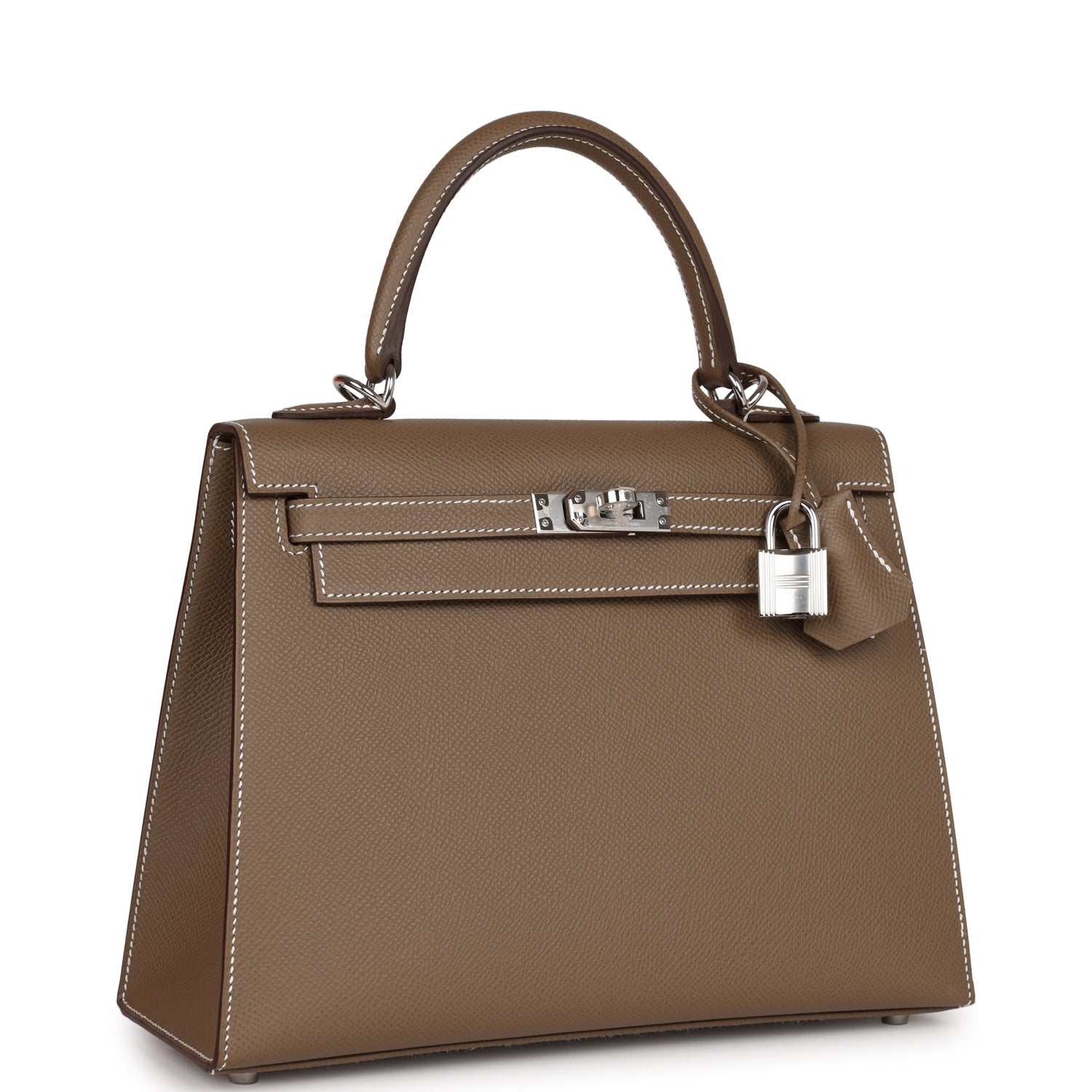 Hermes Kelly Sellier Etoupe Epsom Palladium Hardware Handbag Travel Bag 4