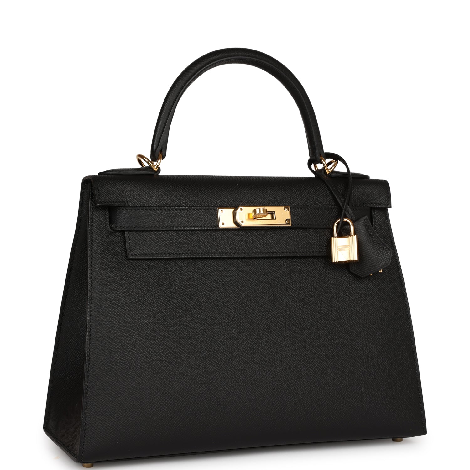 Hermes Kelly Sellier Epsom Hardware Handbag Black Gold Travel Bag