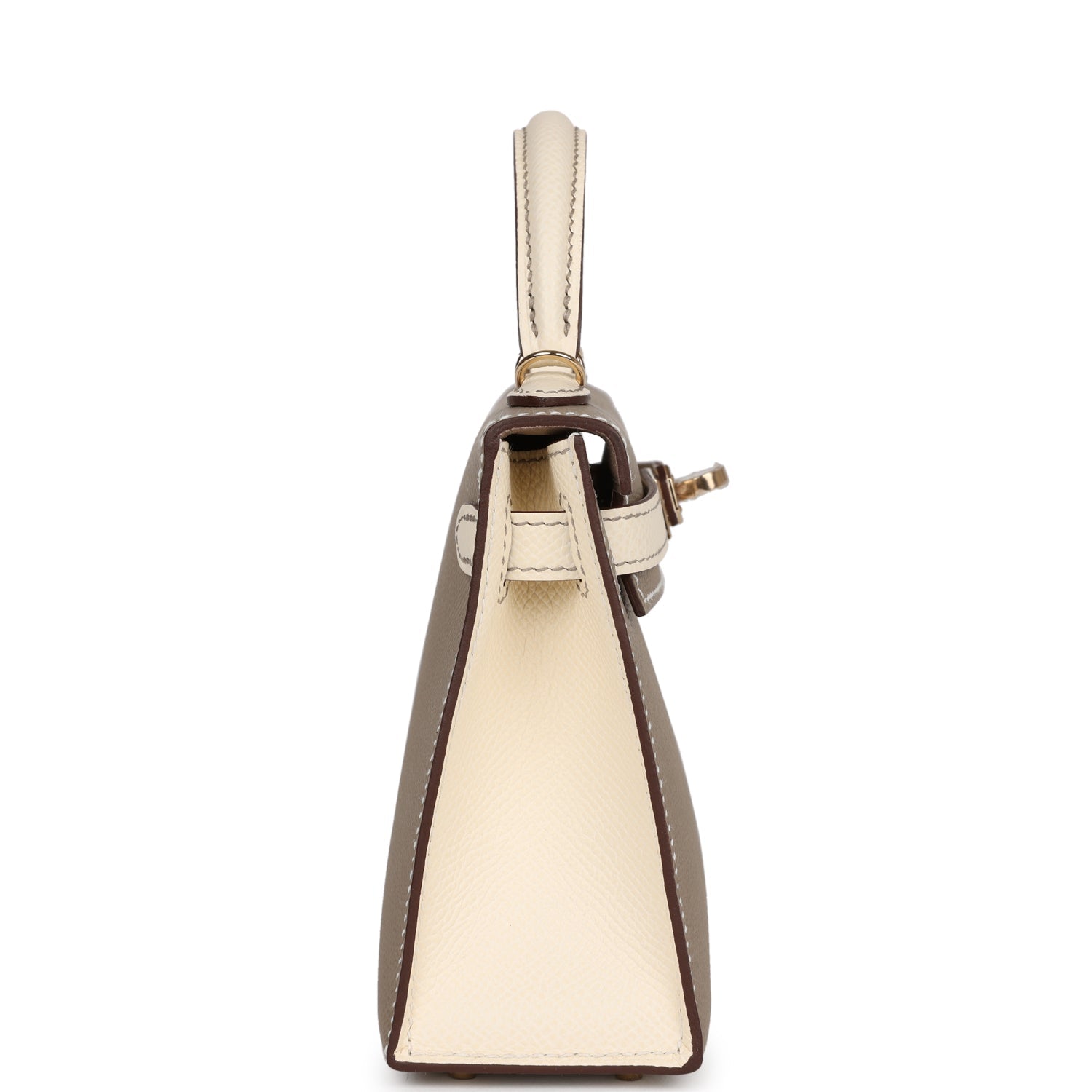 Hermes Kelly Nata And Gris Asphalte Epsom Sellier Hardware Gold Travel Bag