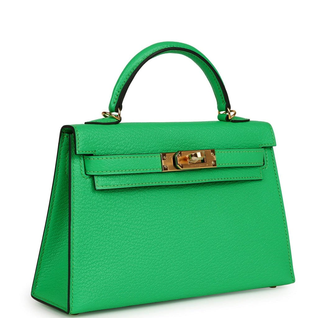 Hermes Kelly Sellier Vert Comics Chevre Hardware Handbag Gold Travel Bag