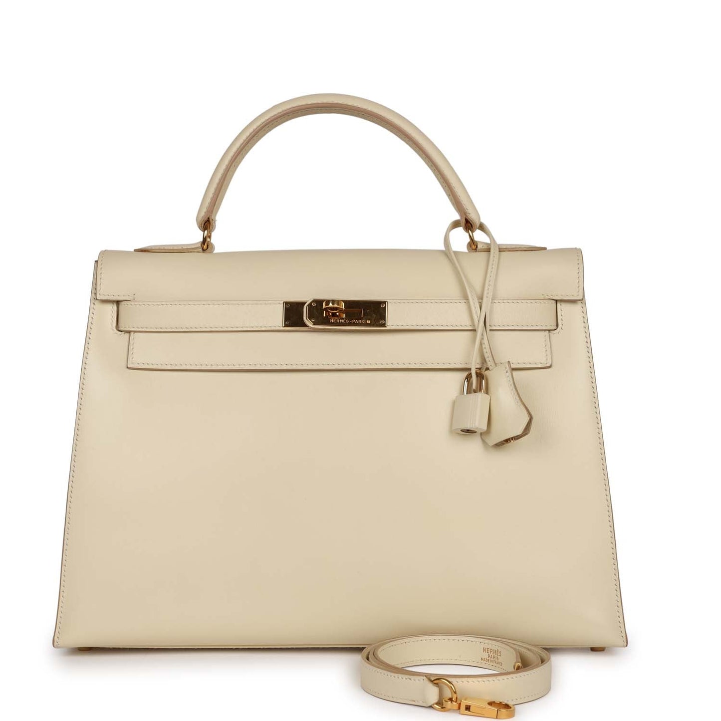 Hermes Kelly Sellier Parchemin Box Hardware Handbag Gold Travel Bag
