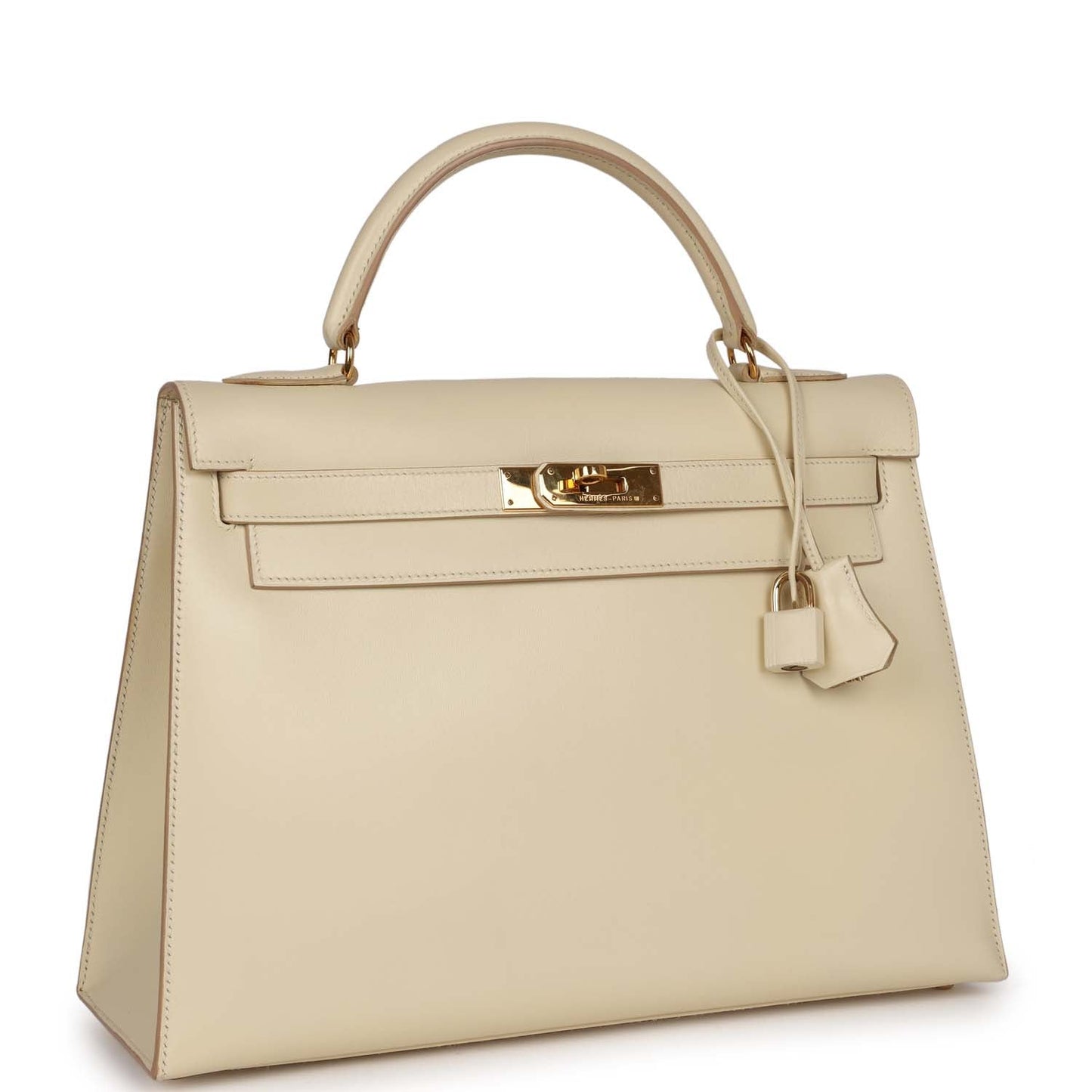 Hermes Kelly Sellier Parchemin Box Hardware Handbag Gold Travel Bag