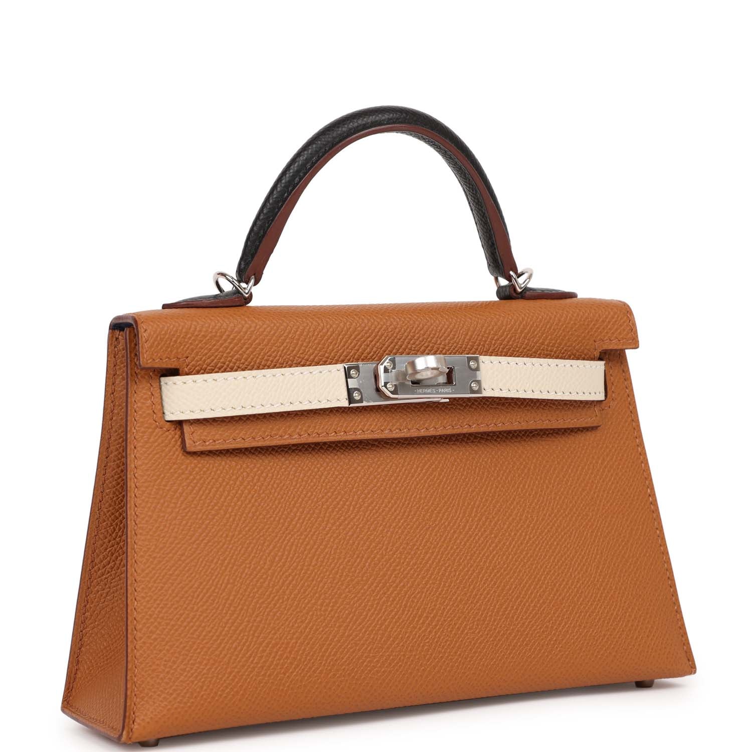 Hermes Kelly Sellier Tri Color And Nata Epsom Palladium Black Gold Travel Bag