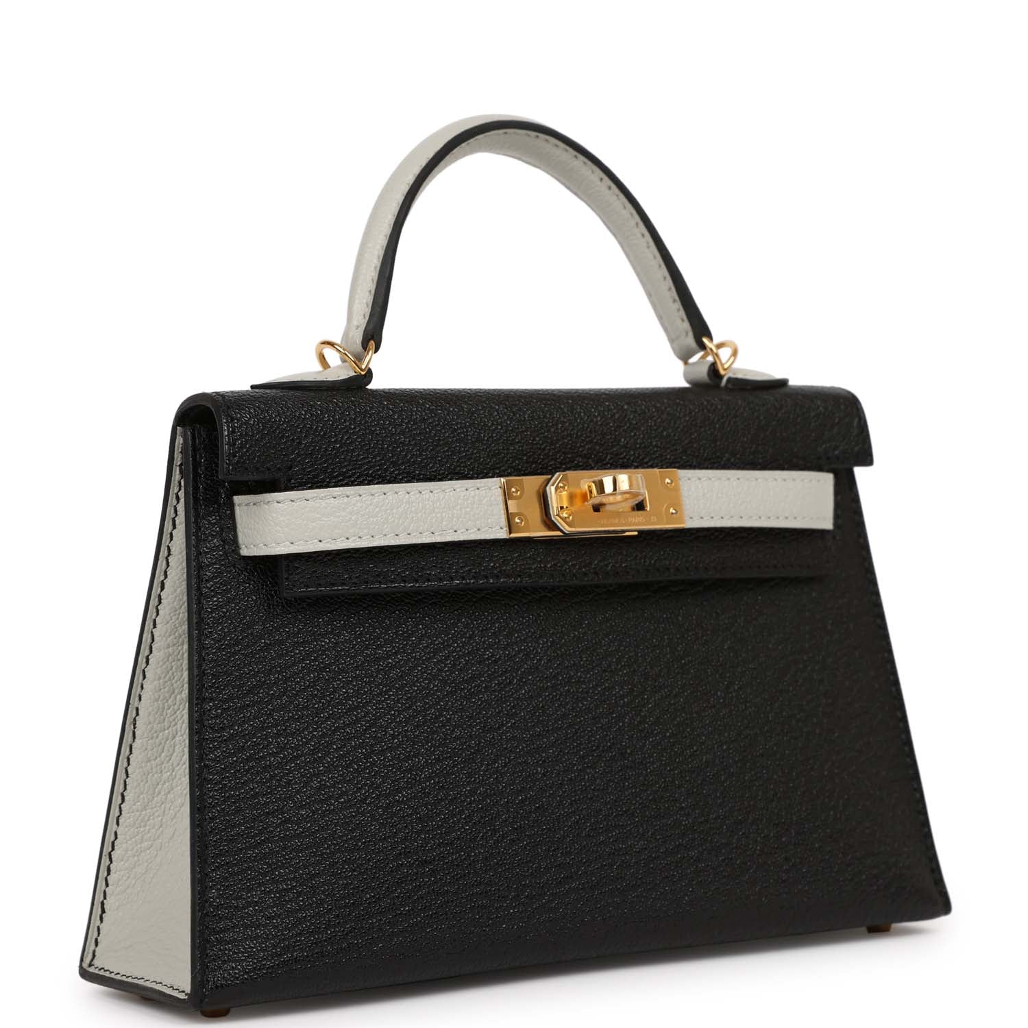 Hermes Hss Kelly Sellier And Gris Perle Chevre Mysore Black Gold Travel Bag