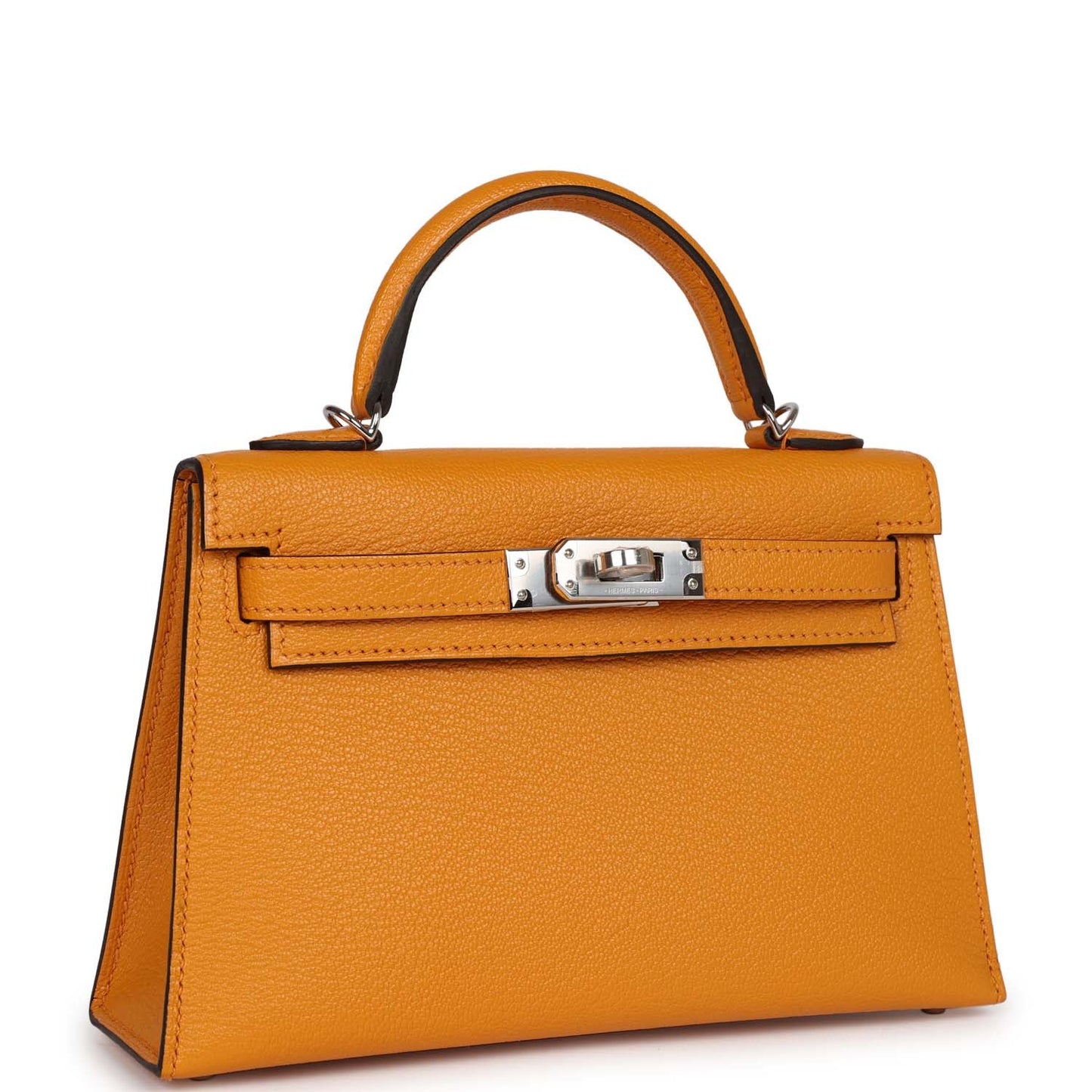 Hermes Kelly Sellier Moutarde Chevre Mysore Palladium Hardware Travel Bag