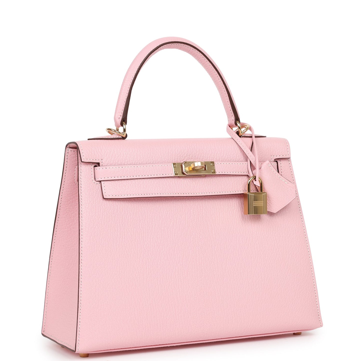 Hermes Kelly Sellier Rose Sakura Chevre Permabrass Hardware Travel Bag