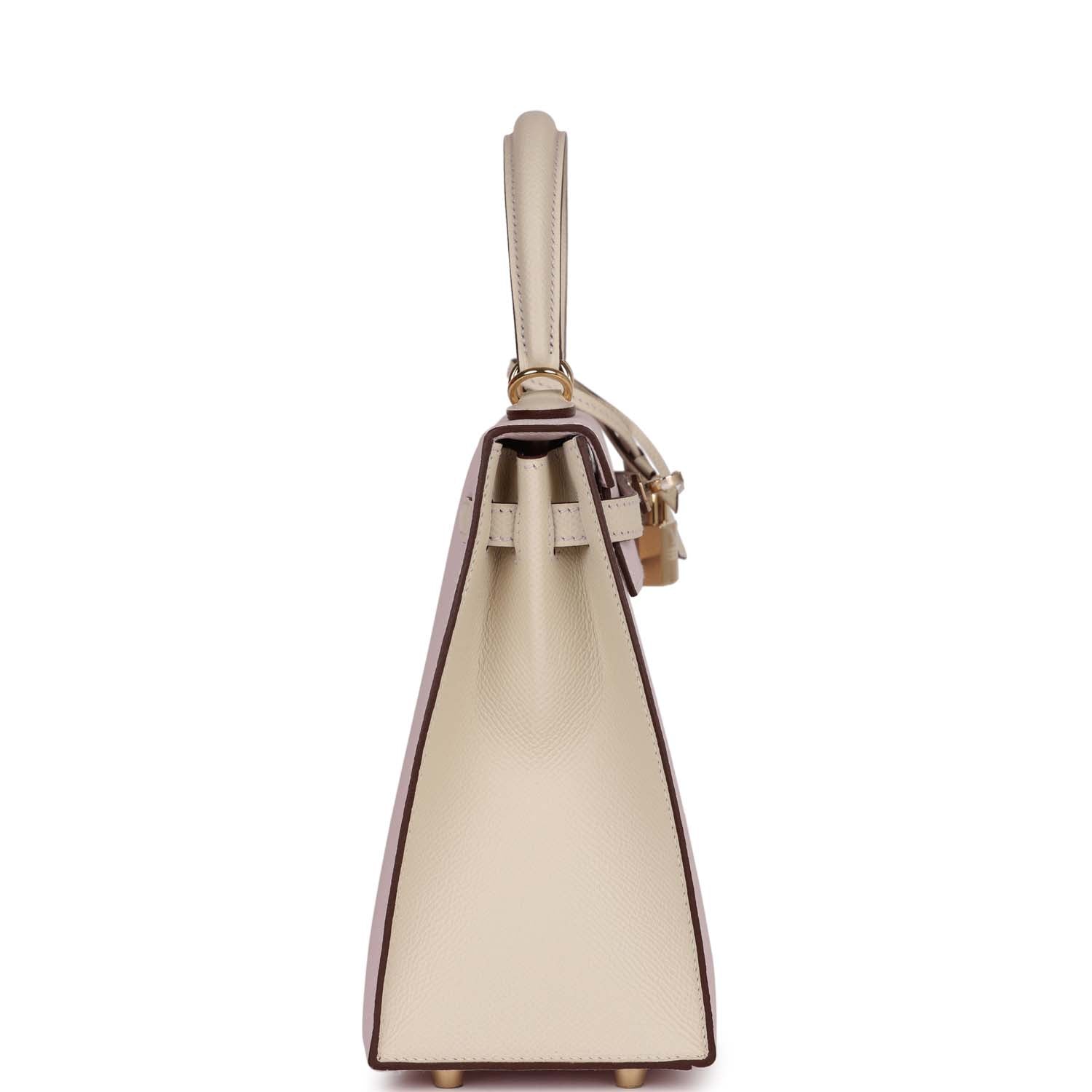 Hermes Kelly Sellier Mauve Pale And Craie Epsom Travel Bag