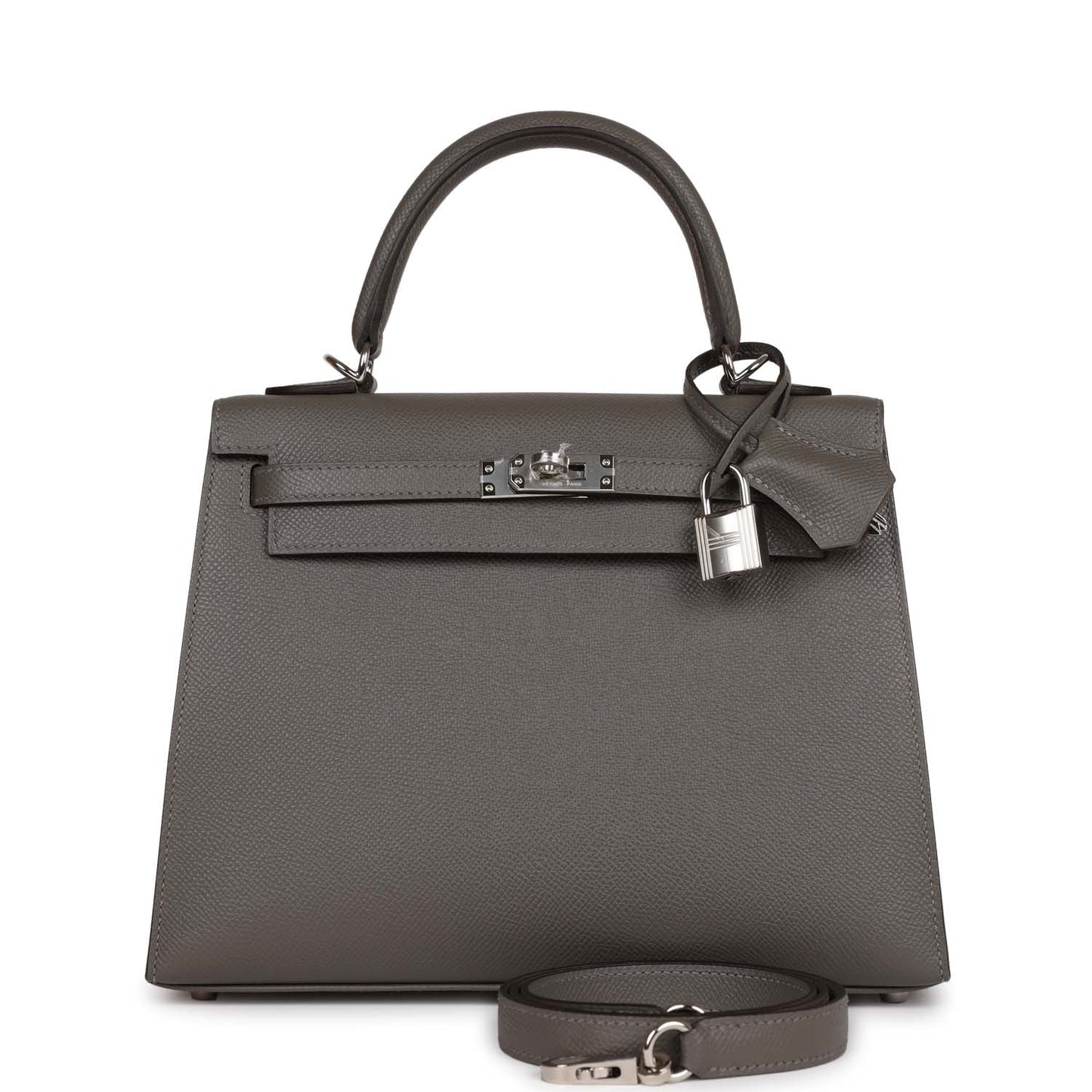 Hermes Kelly Sellier Gris Meyer Epsom Palladium Hardware Travel Bag
