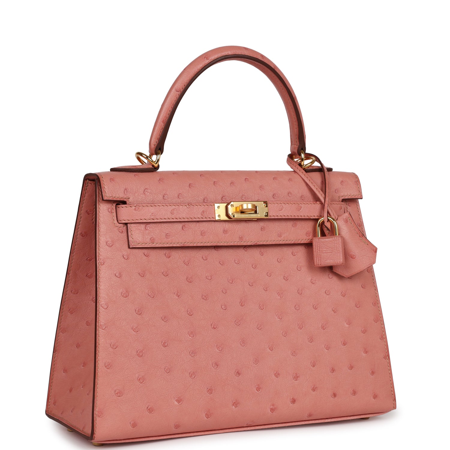 Hermes Kelly Sellier Terre Cuite Ostrich Hardware Handbag Gold Travel Bag